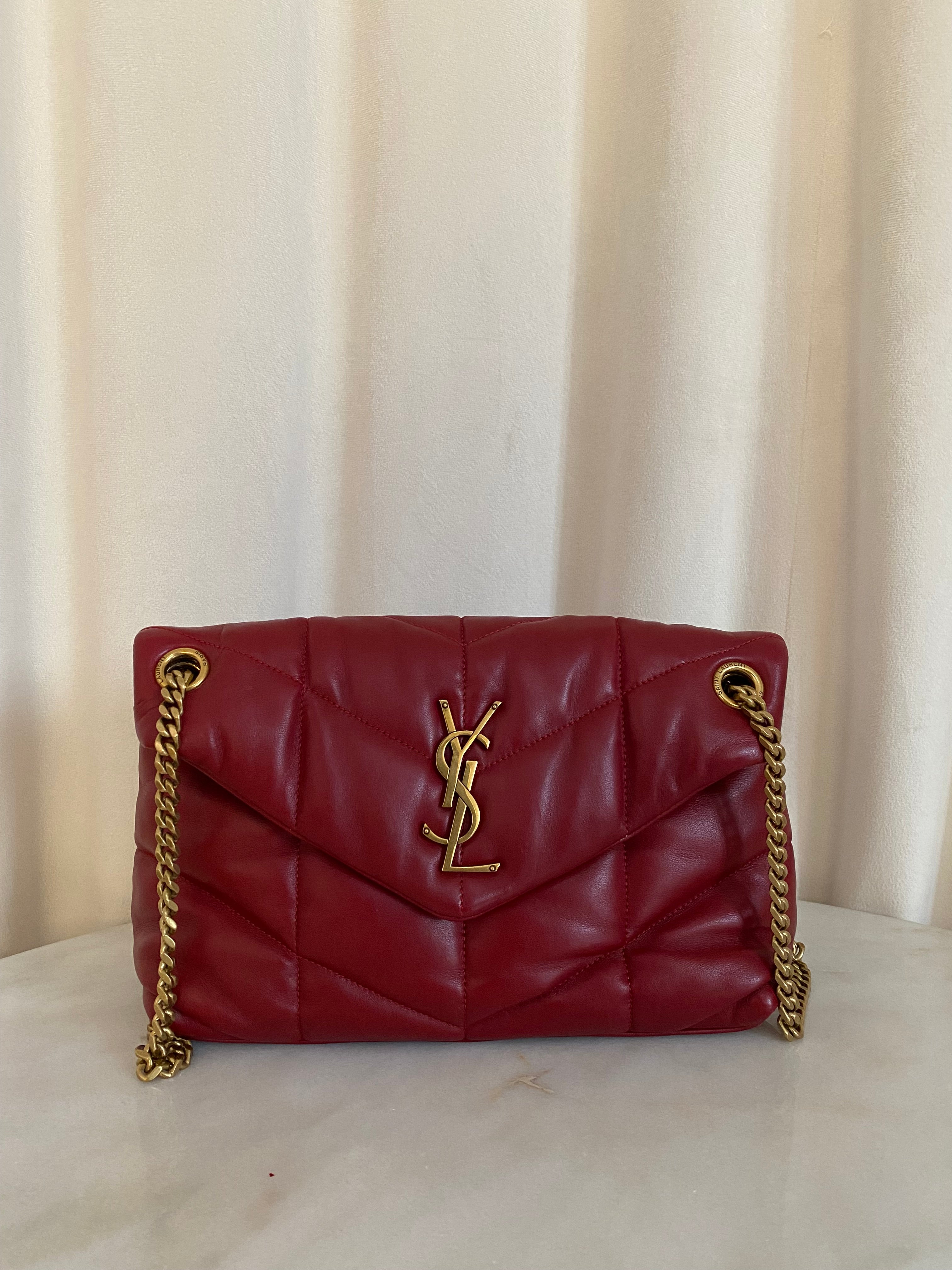 YSL Burgundy Puffer Small Shoulder Bag-handbag-YSL-The Closet Egypt