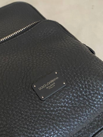 Dolce & Gabbana Black Hammered Palermo Zaino Backpack One Shoulder Bag-handbag-Dolce & Gabbana-The Closet Egypt