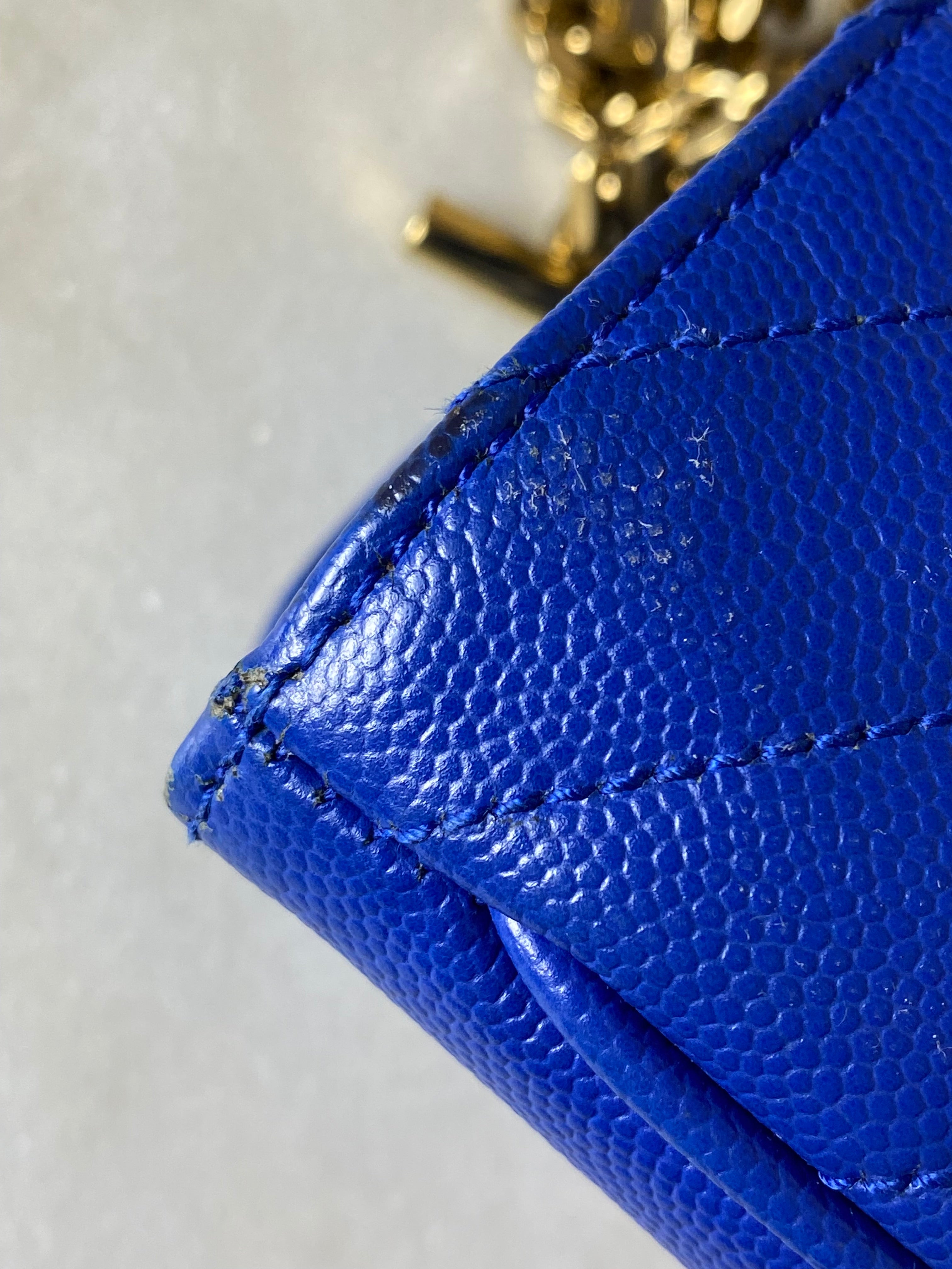 YSL Blue Monogram Chevron Shoulder Bag-handbag-YSL-The Closet Egypt