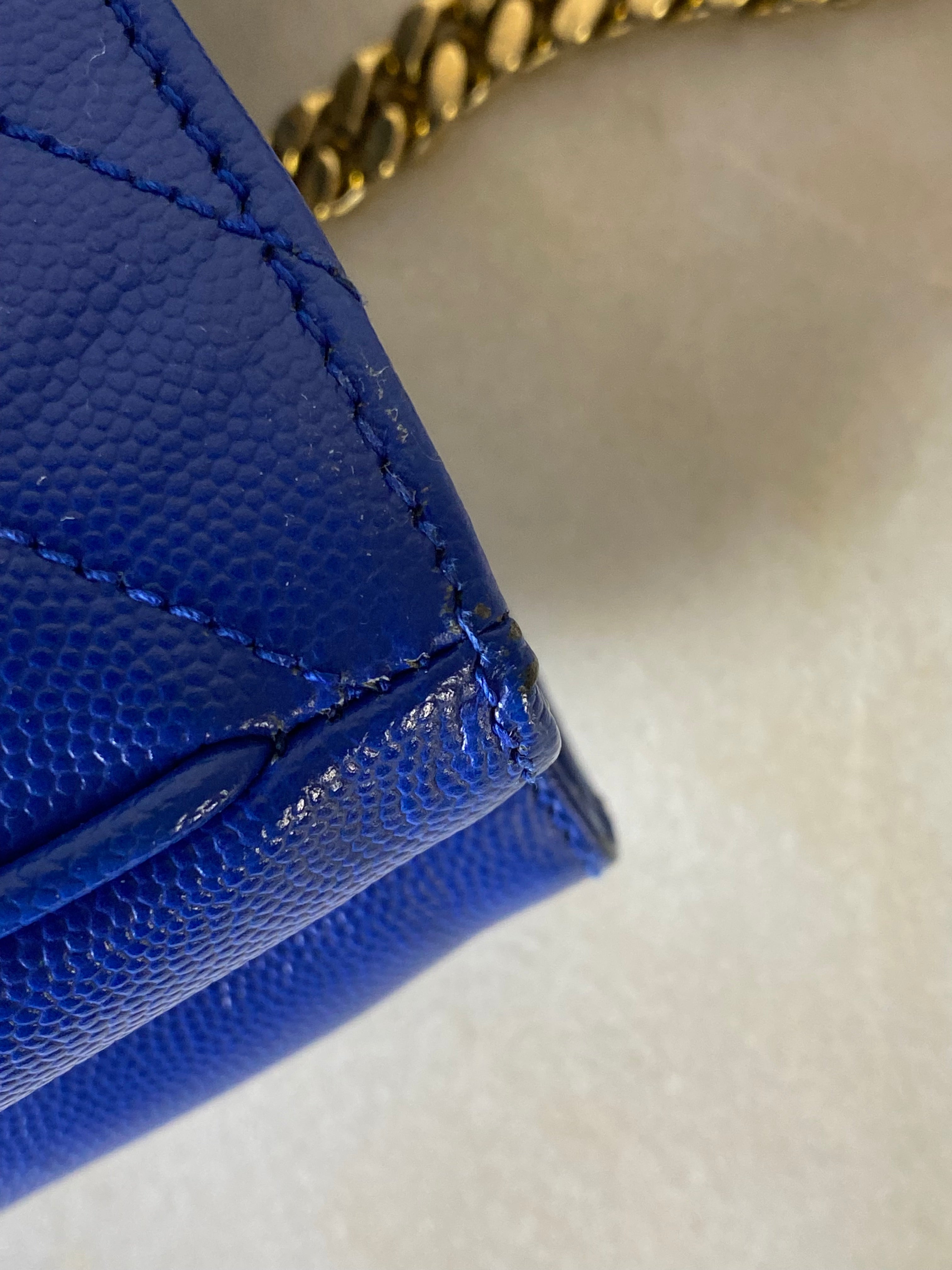 YSL Blue Monogram Chevron Shoulder Bag-handbag-YSL-The Closet Egypt