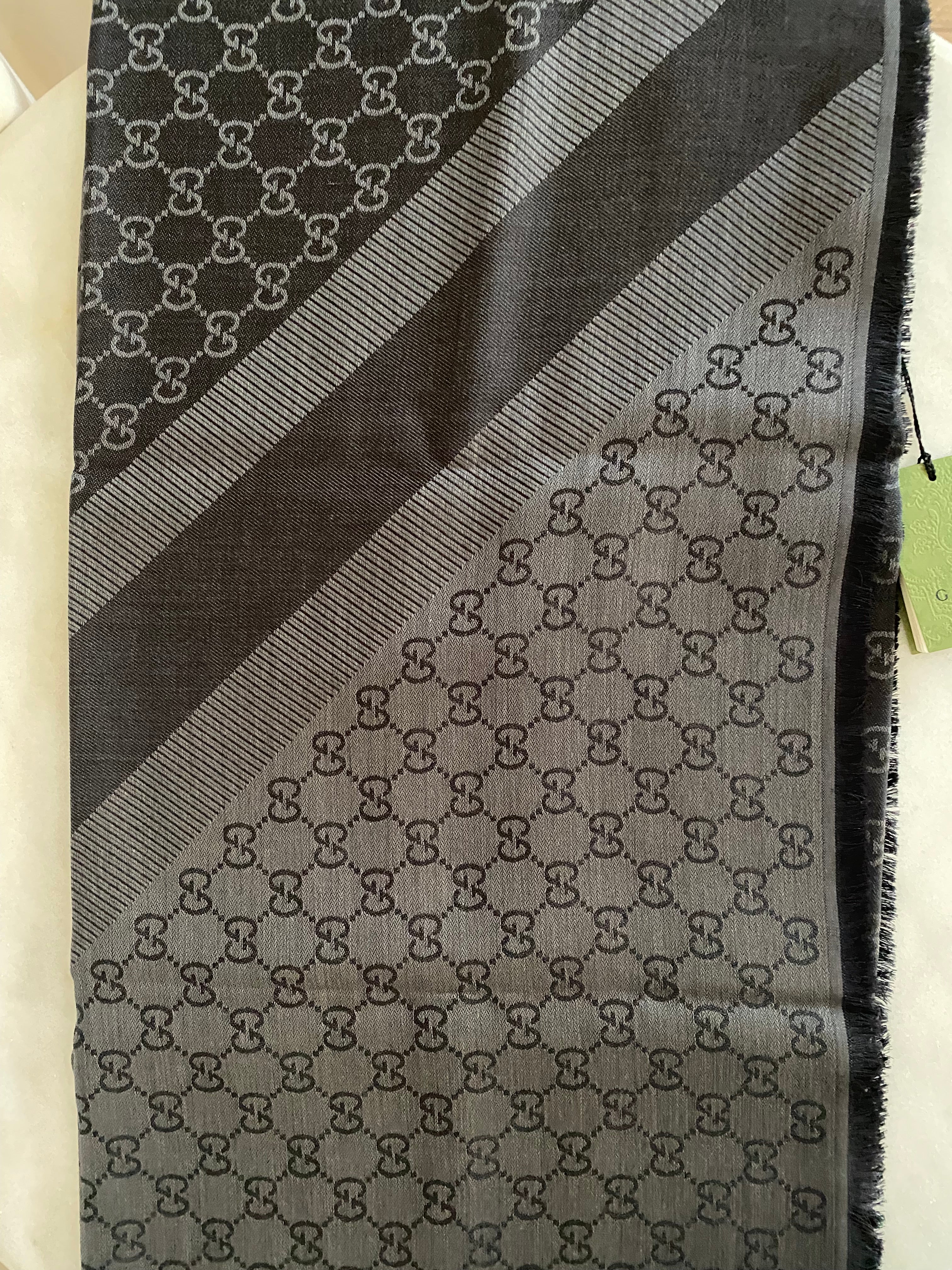 Gucci Dark Grey GG Print Scarf-Scarf-Gucci-The Closet Egypt