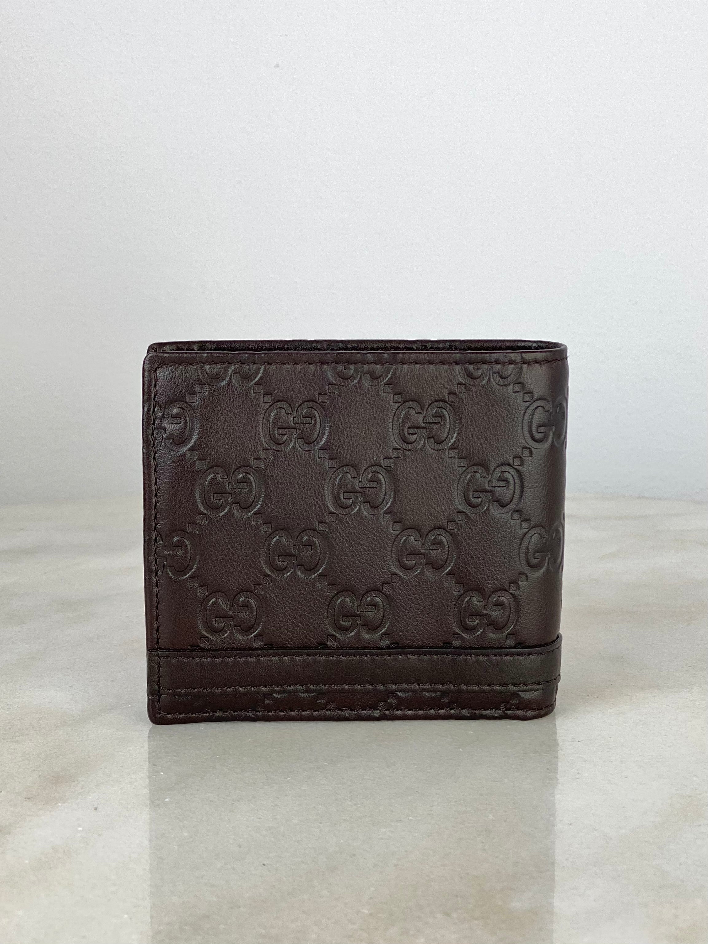 Gucci Brown GG Guccissima Meta Bar Small Wallet