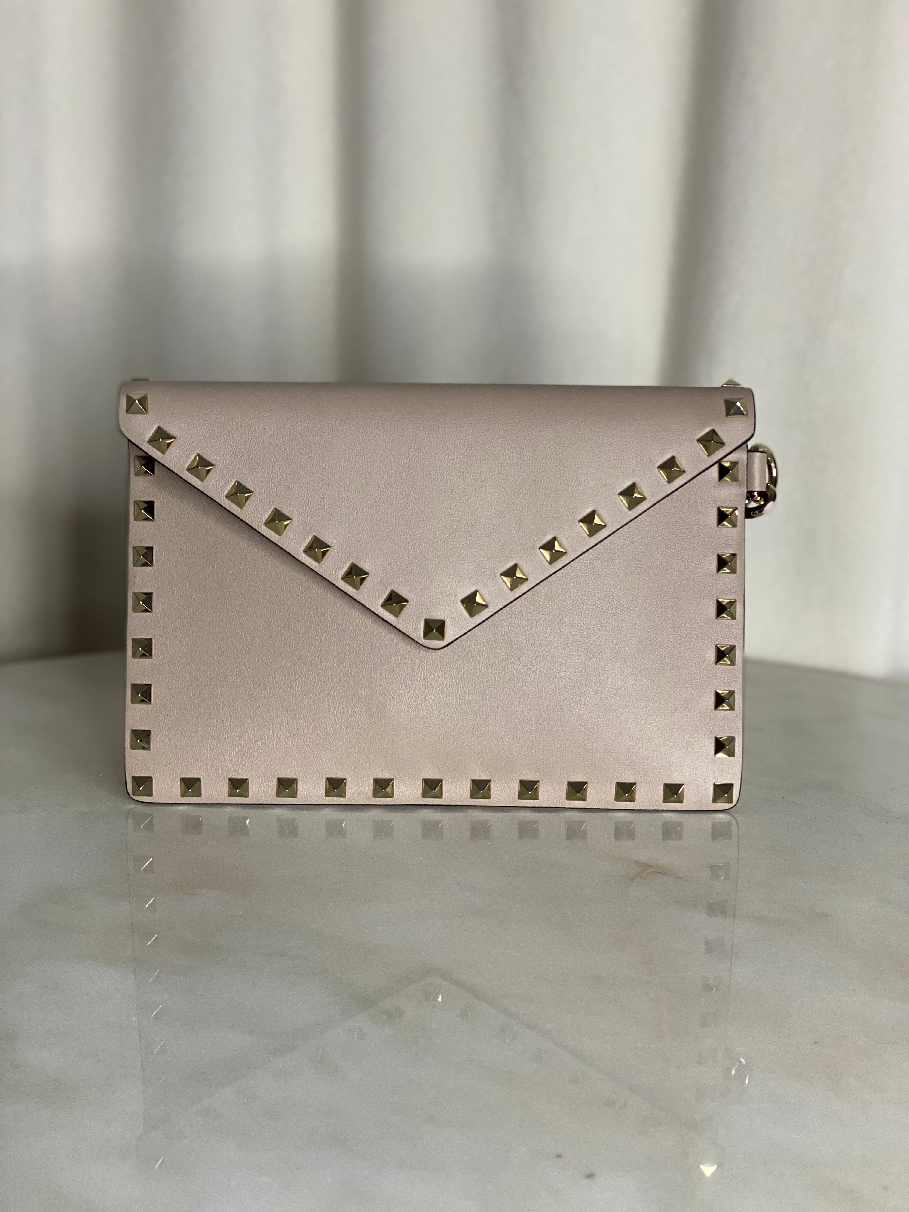 Valentino Nude Studded Pouch W/ Handle