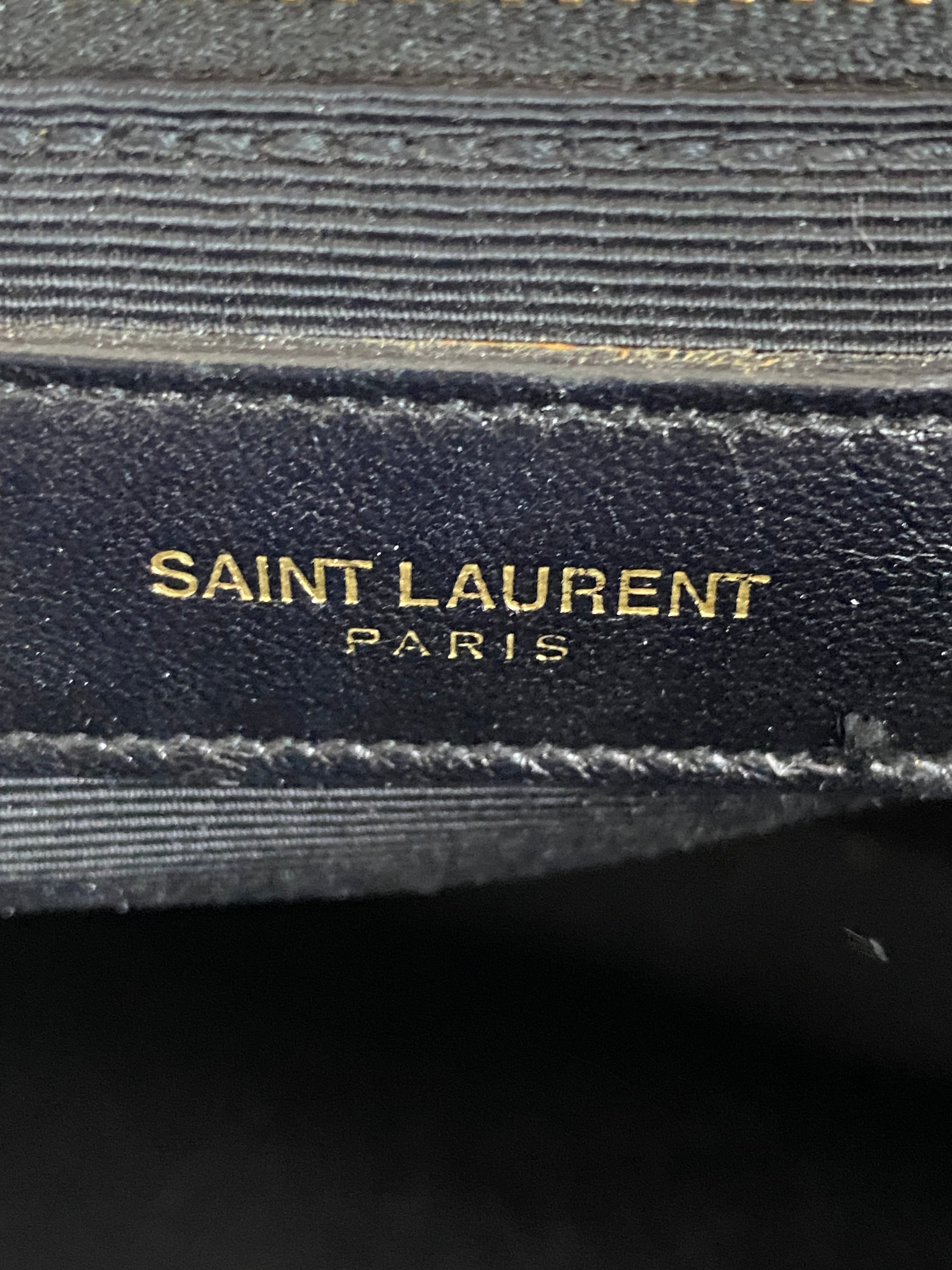 YSL Blue Monogram Chevron Shoulder Bag-handbag-YSL-The Closet Egypt