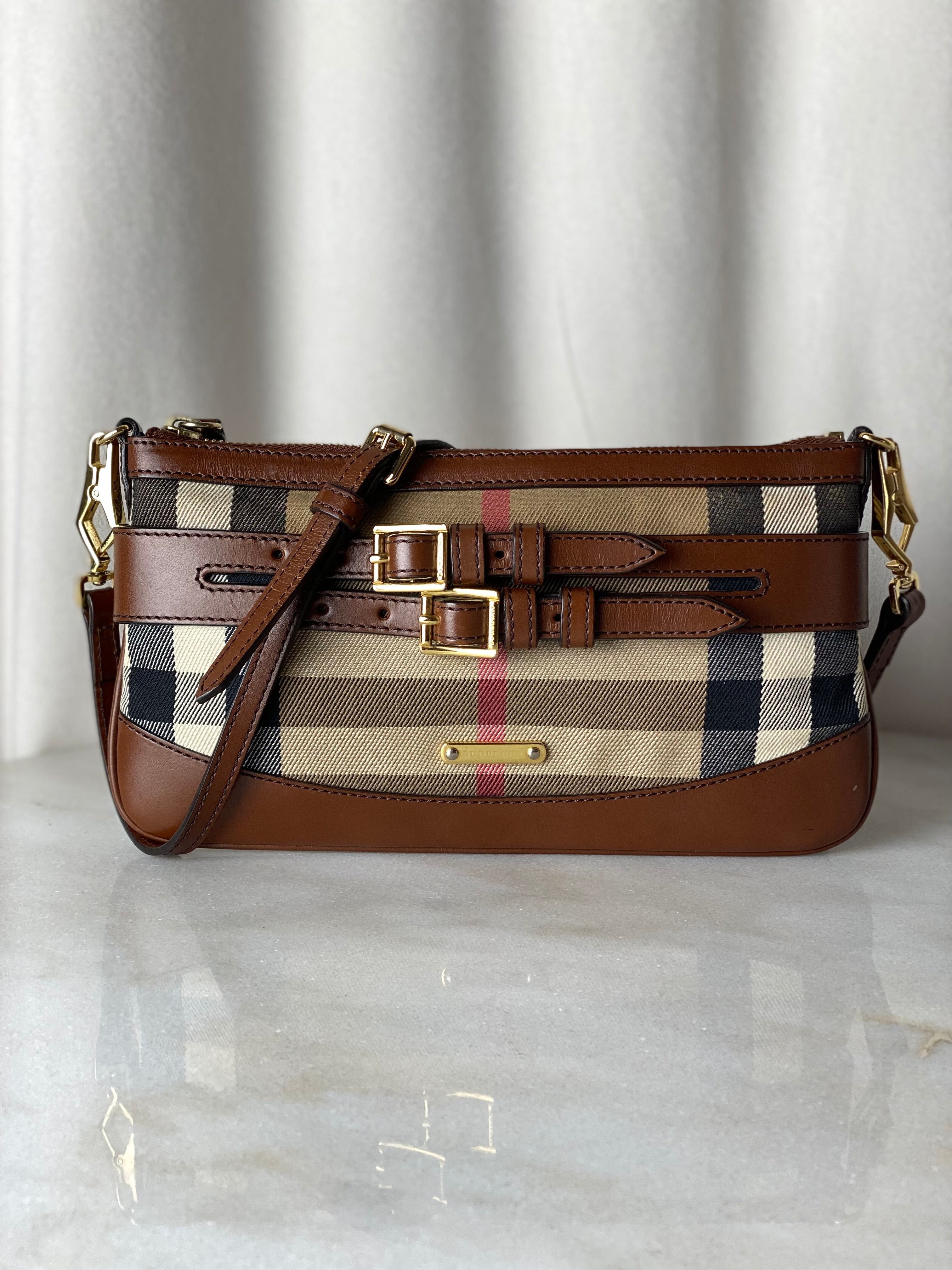 Burberry Camel Beyton Bridle House Check Crossbody Bag-handbag-Burberry-The Closet Egypt