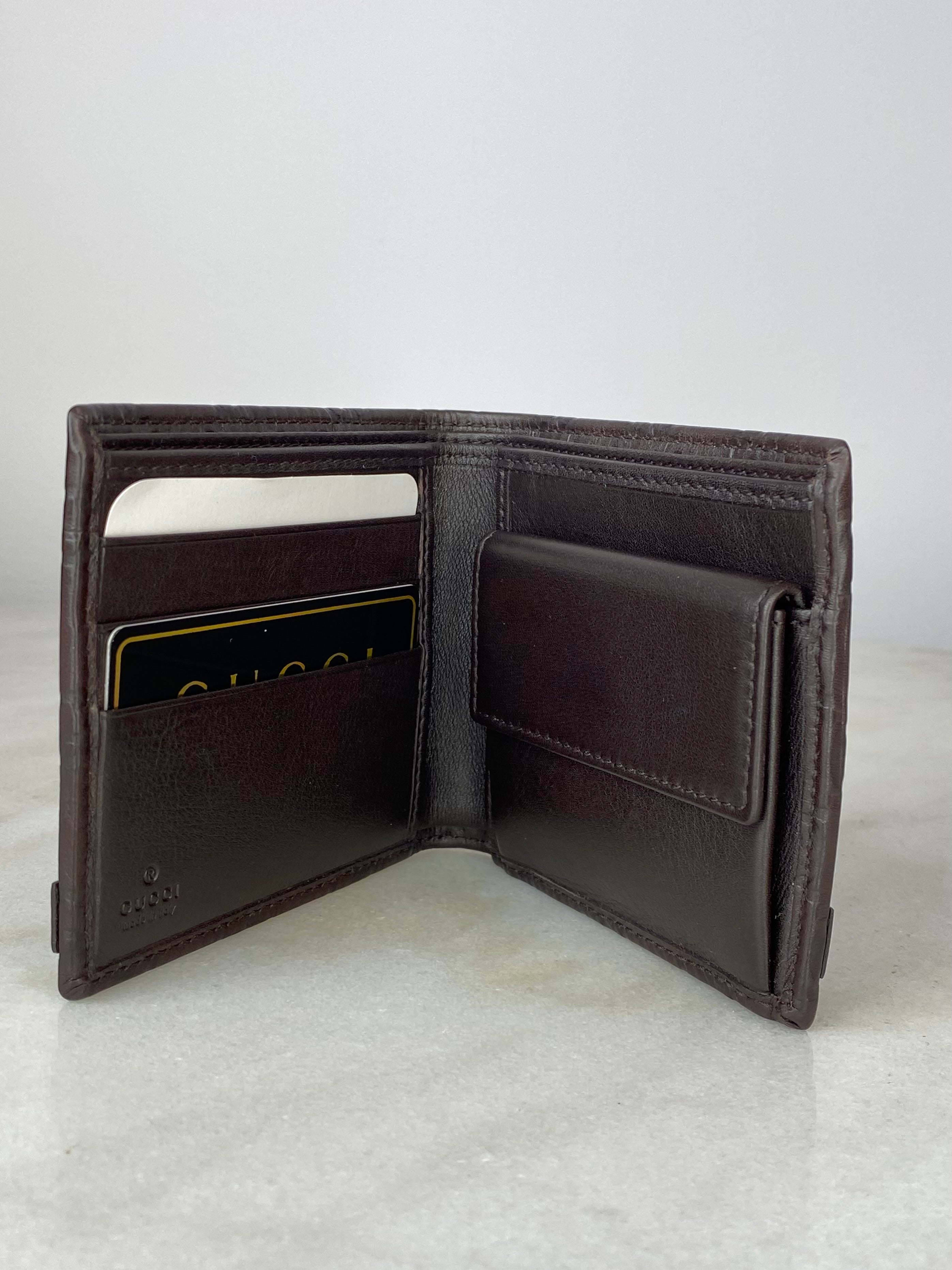 Gucci Brown GG Guccissima Meta Bar Small Wallet