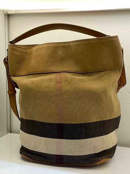 Burberry Brown Haymarket Bucket Bag-handbag-Burberry-The Closet Egypt