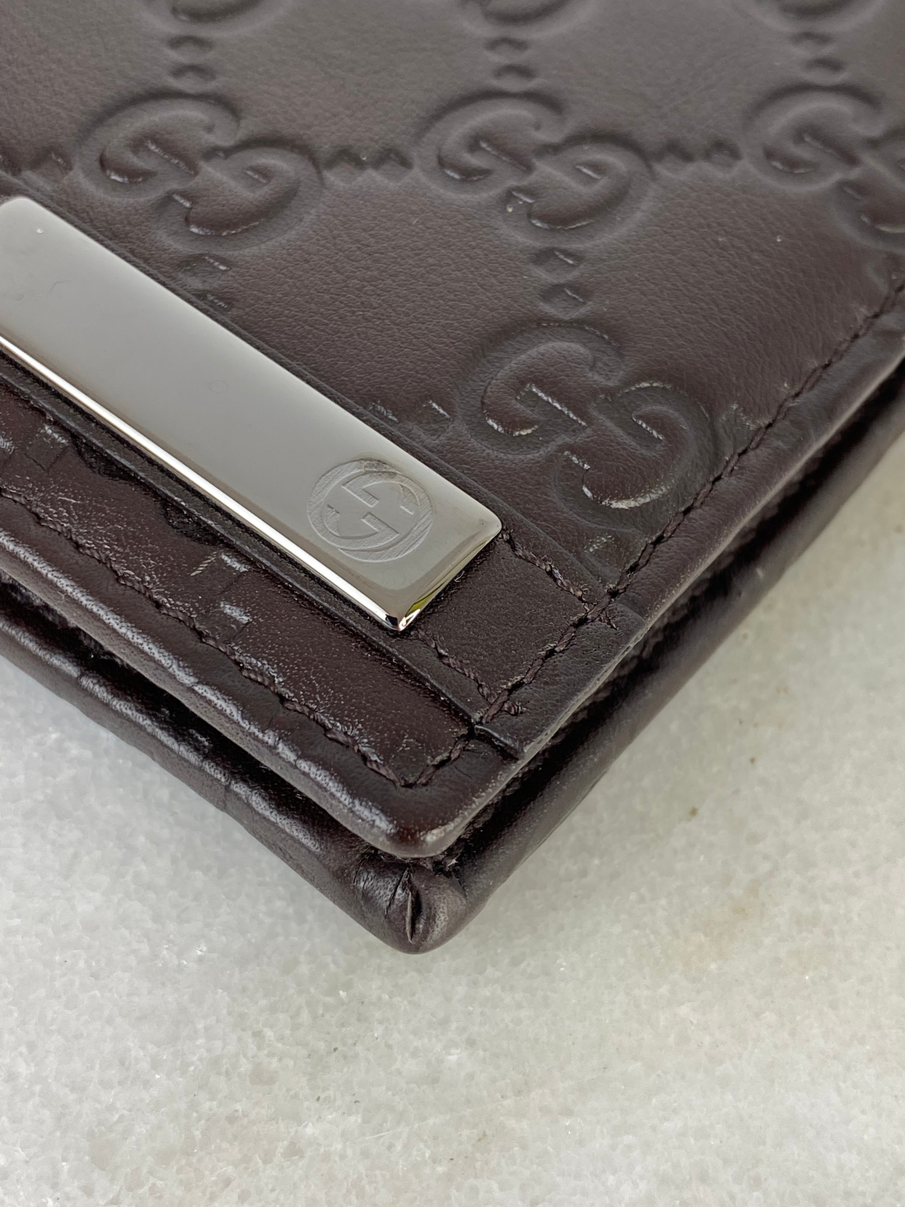 Gucci Brown GG Guccissima Meta Bar Small Wallet