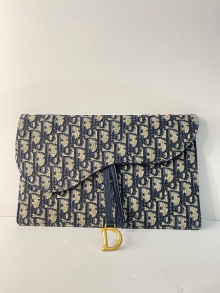 Christian Dior Blue Oblique Saddle Pouch-Pouch-Christian Dior-The Closet Egypt