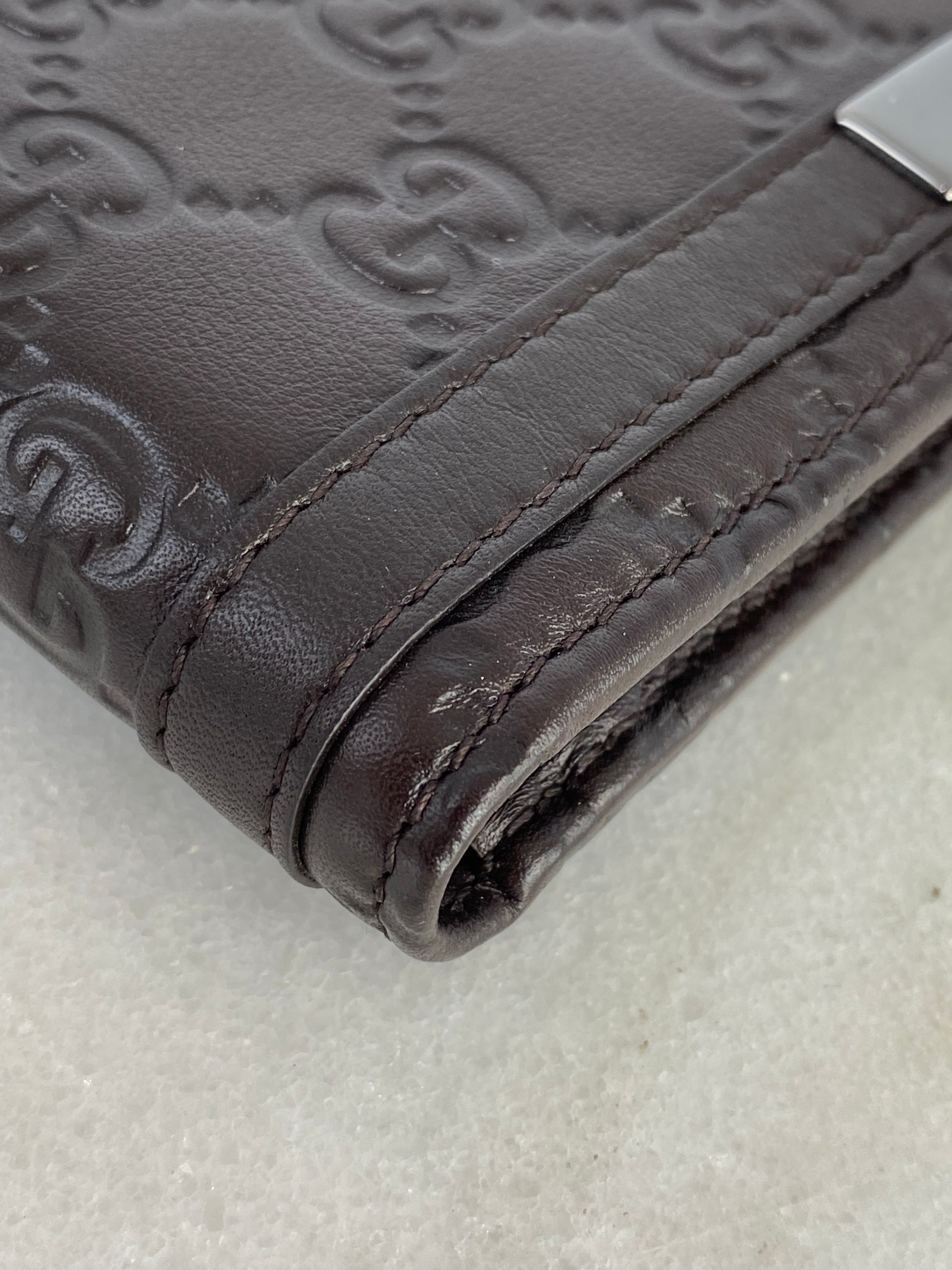 Gucci Brown GG Guccissima Meta Bar Small Wallet