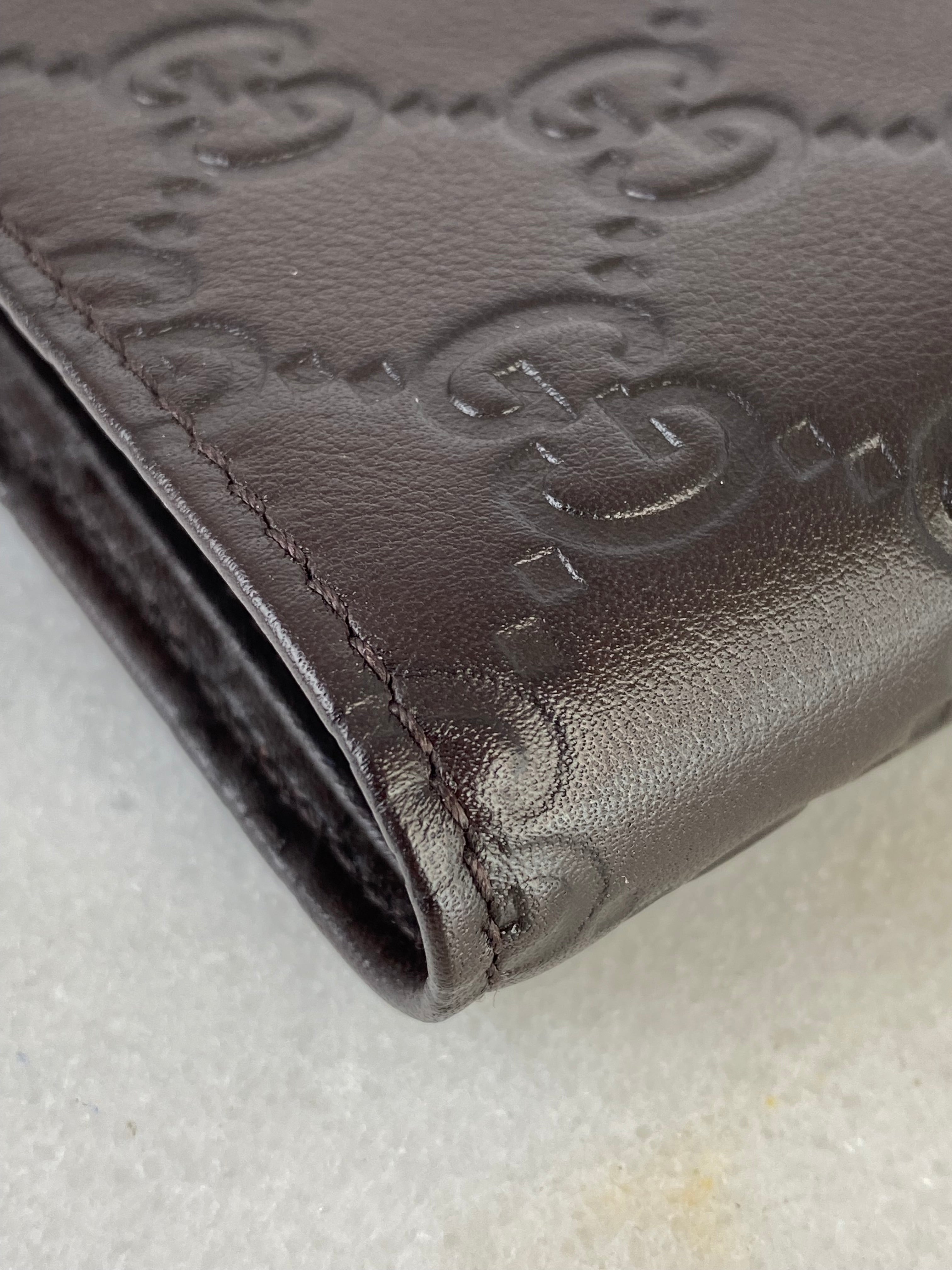 Gucci Brown GG Guccissima Meta Bar Small Wallet