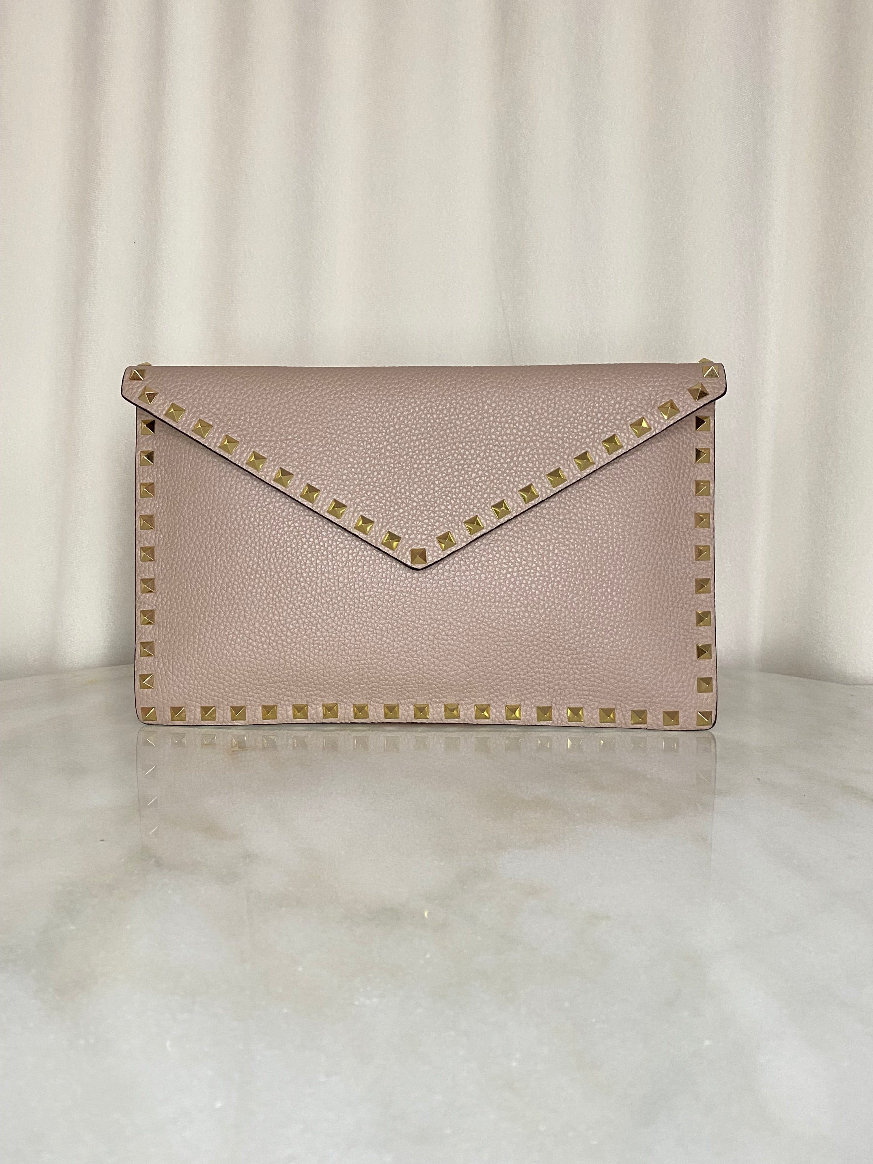 Valentino Nude Garavani Studded Envelope Pouch-Pouch-Valentino-The Closet Egypt