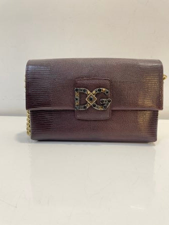 Dolce & Gabbana Burgundy Crystal Logo Crossbody Bag-handbag-Dolce & Gabbana-The Closet Egypt