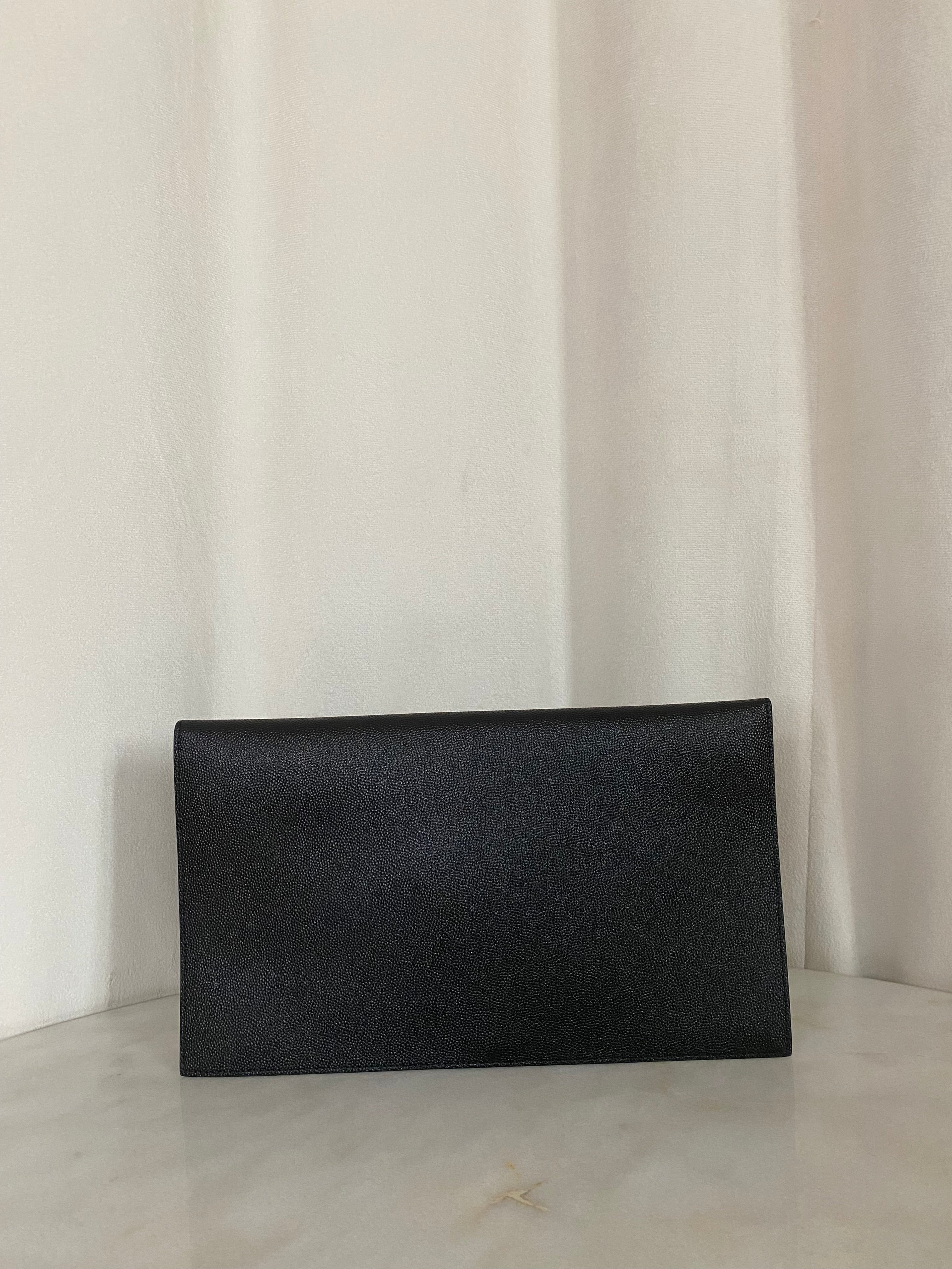 YSL Black Uptown Clutch-Clutch-YSL-The Closet Egypt
