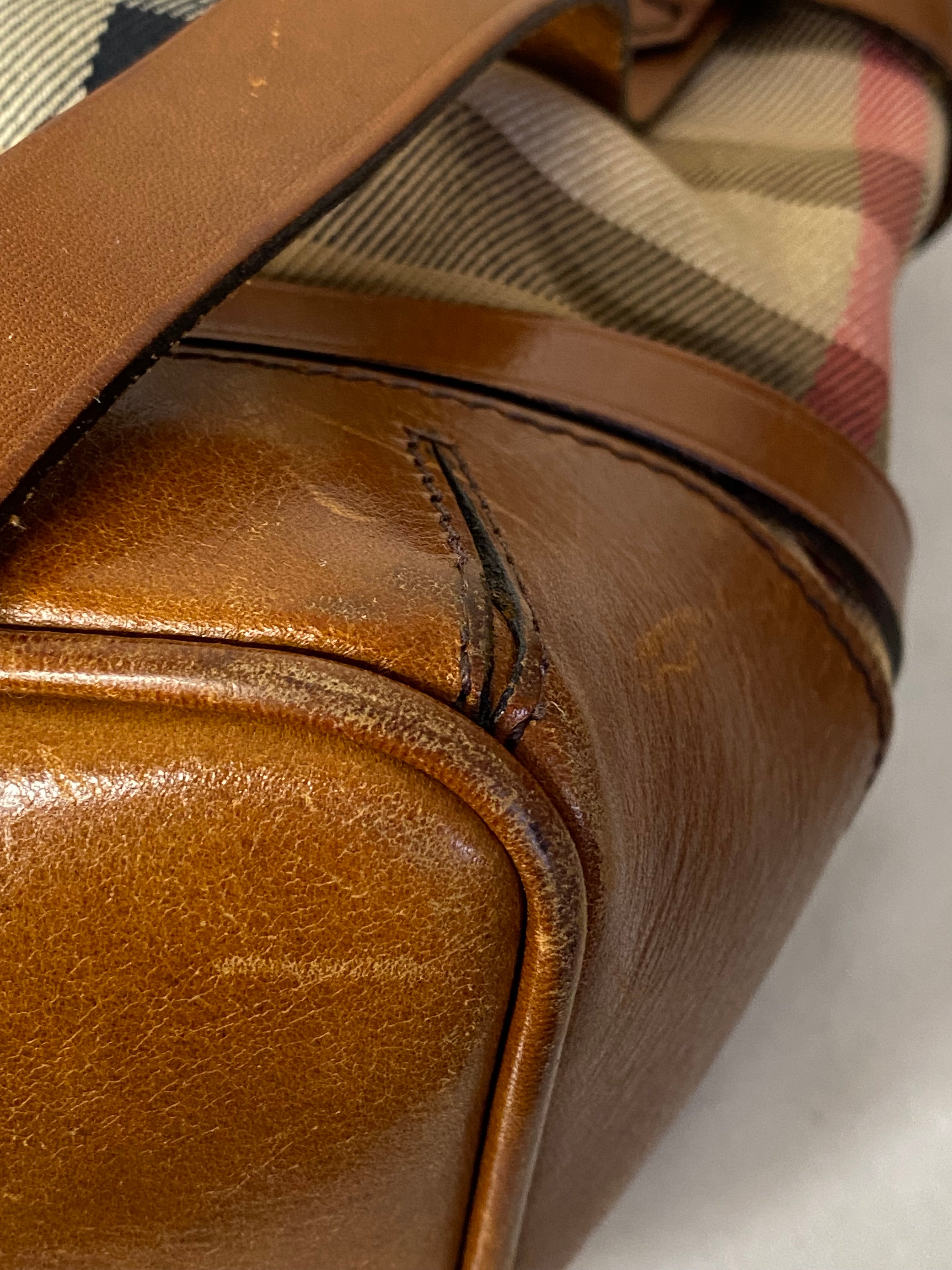 Burberry Camel Bridle House Check Top Handle Bag-handbag-Burberry-The Closet Egypt