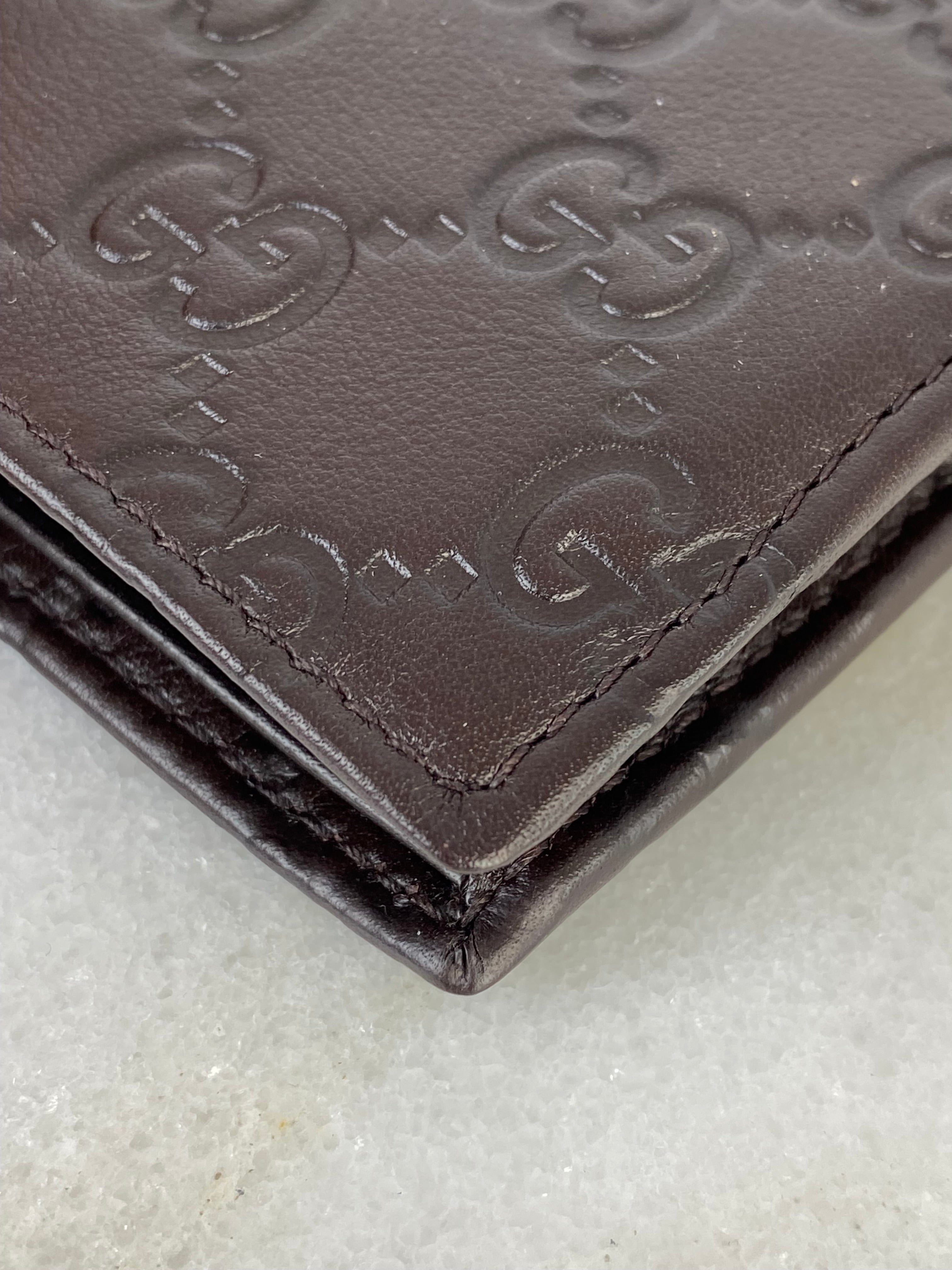 Gucci Brown GG Guccissima Meta Bar Small Wallet