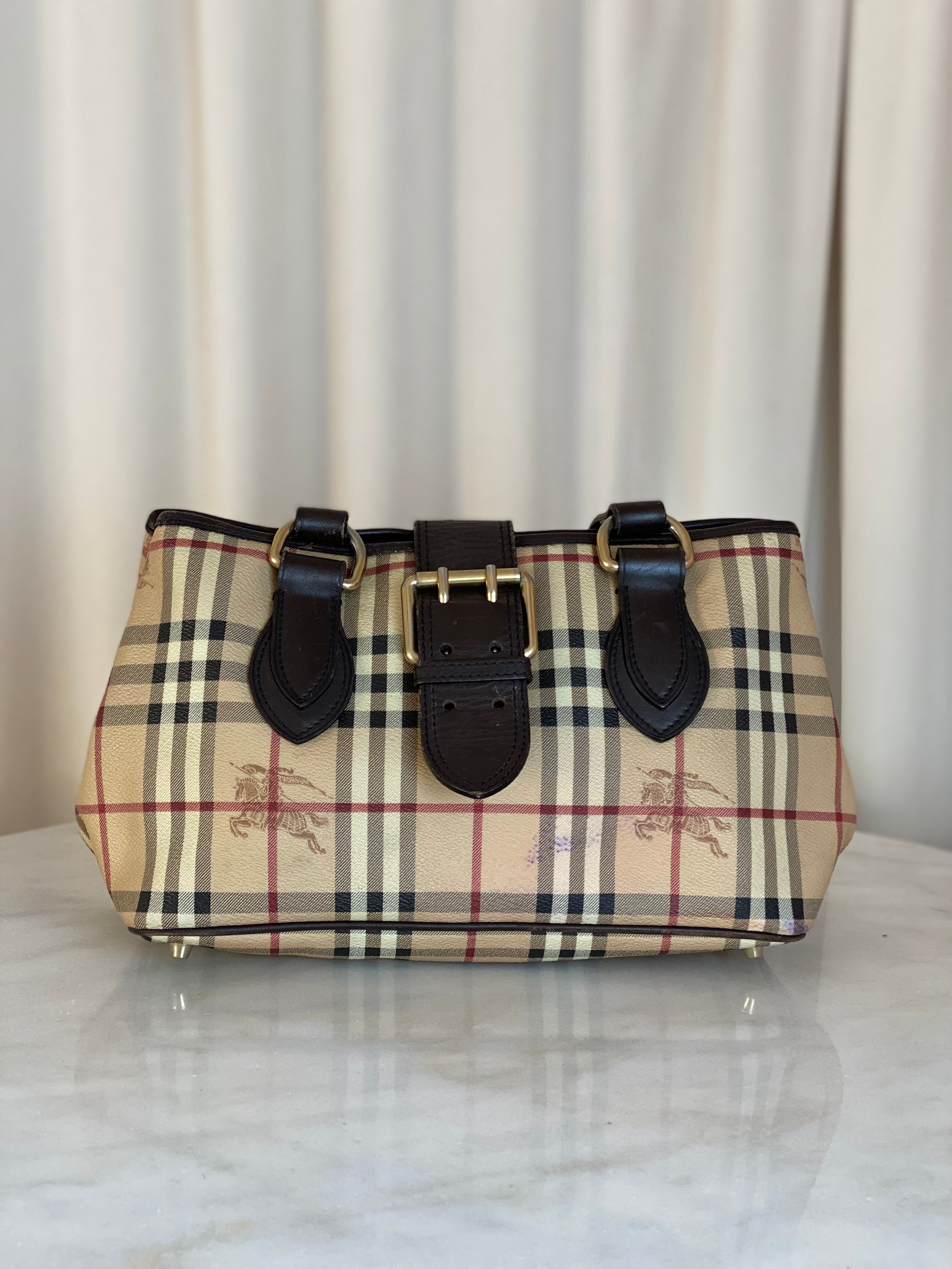 Burberry Bicolor Haymarket Eden Shoulder Bag