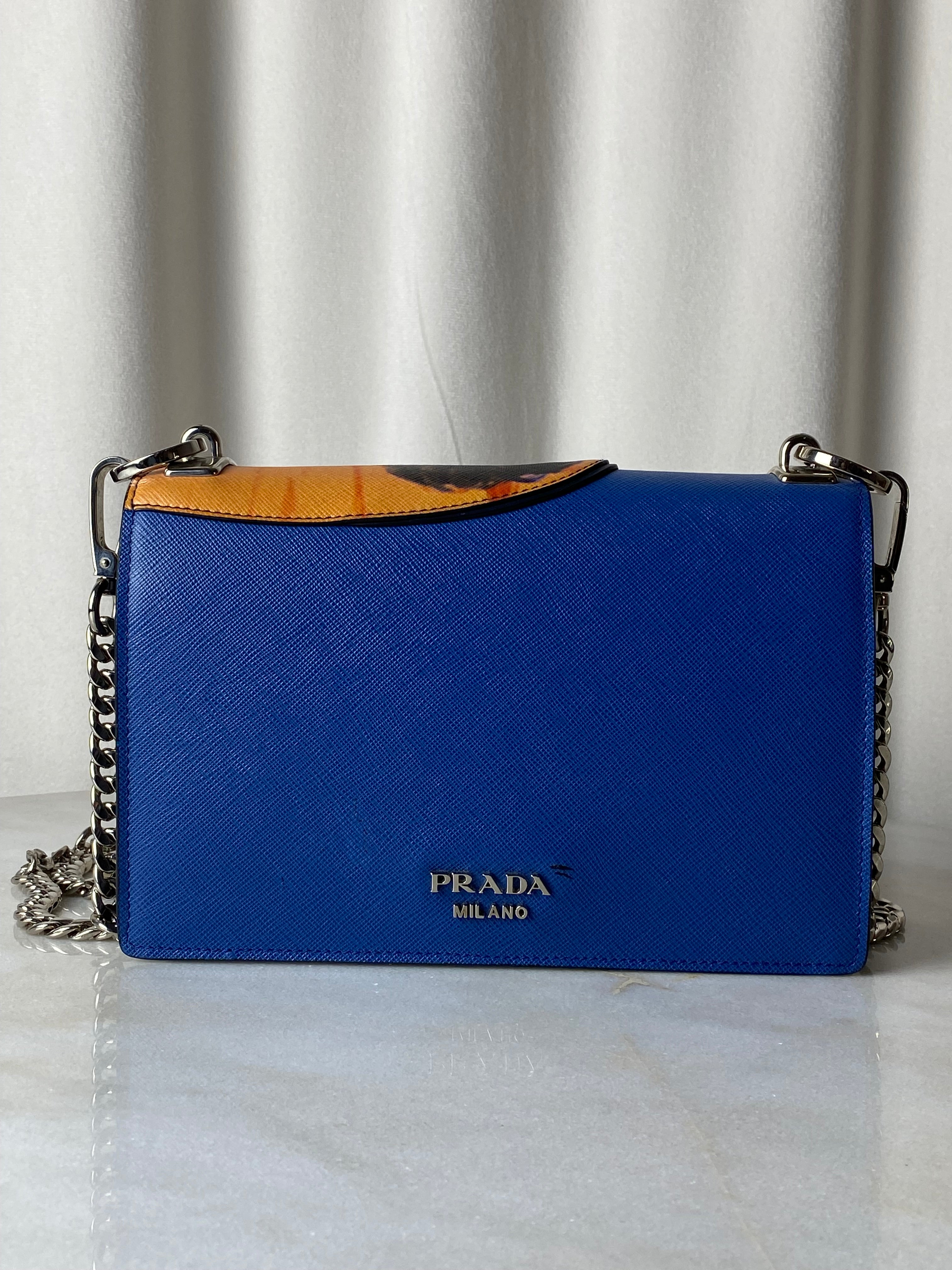Prada Blue Multicolor Patched Frame Crossbody Bag-handbag-Prada-The Closet Egypt
