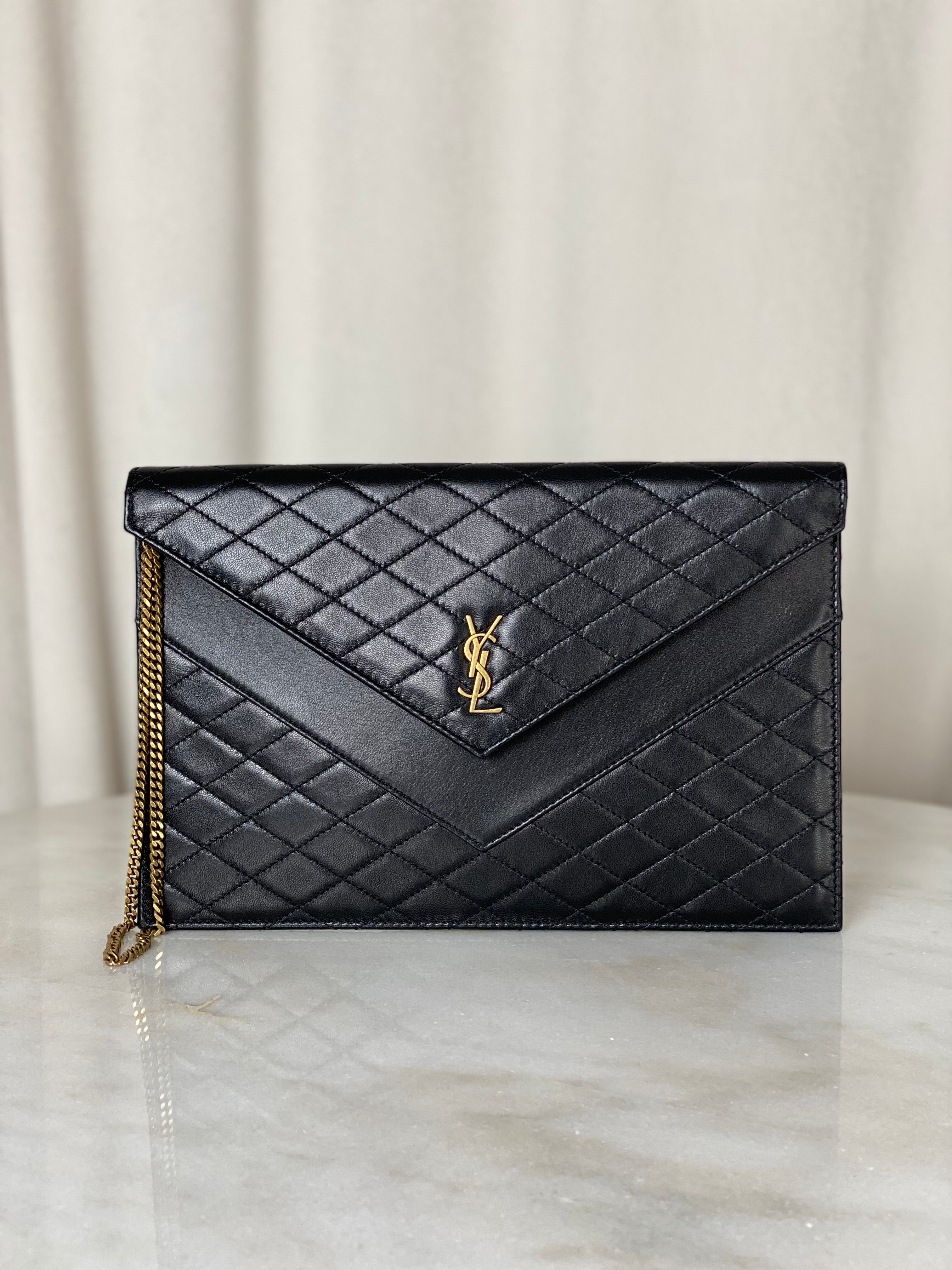 YSL Black Envelope Clutch-Clutch-YSL-The Closet Egypt