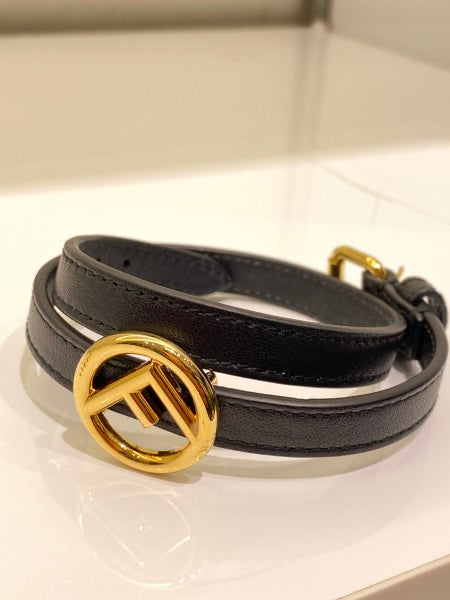 Fendi Black F Double Wrap Bracelet-Bracelet-Fendi-The Closet Egypt