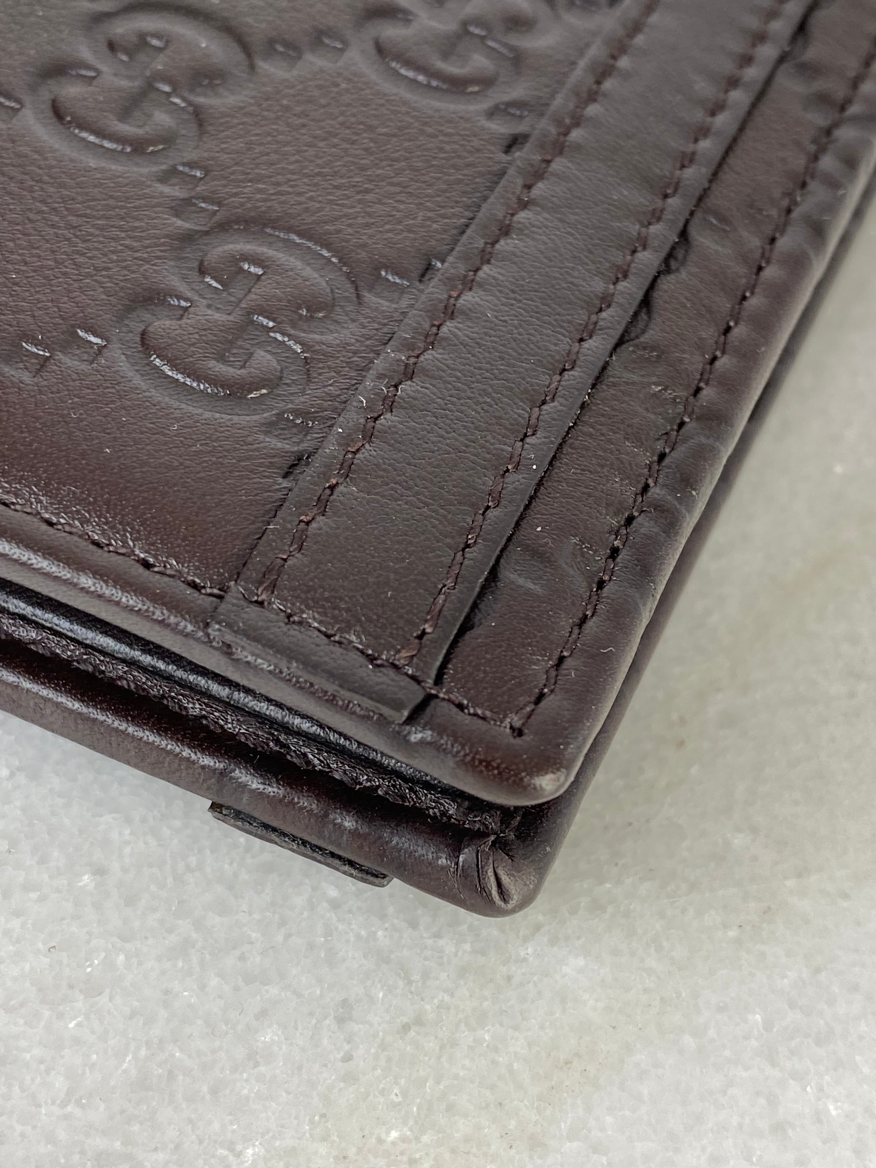 Gucci Brown GG Guccissima Meta Bar Small Wallet