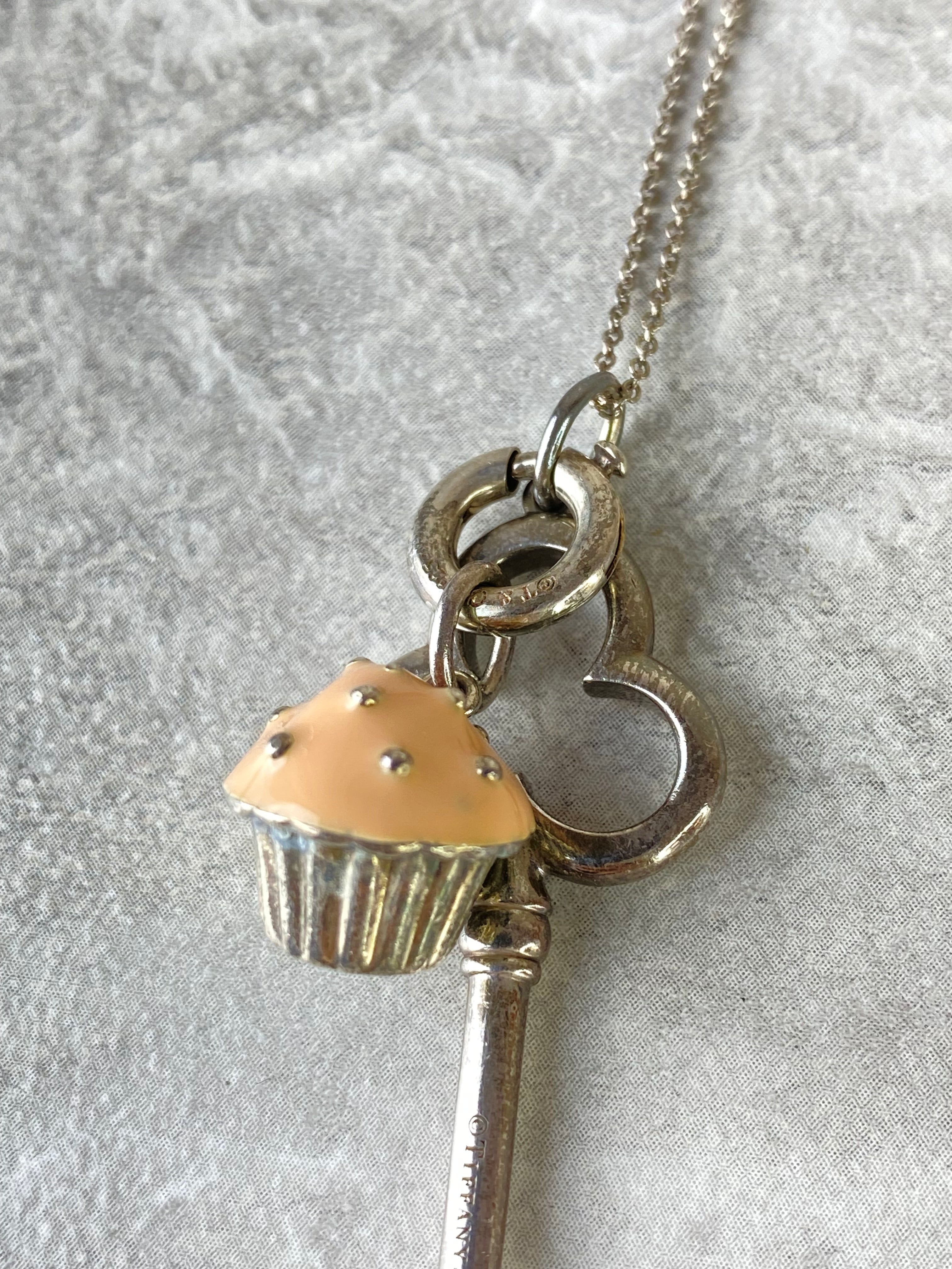 Tiffany & Co. Silver Key Necklace w/ Toy Cupcake-Necklaces-Tiffany & Co-The Closet Egypt