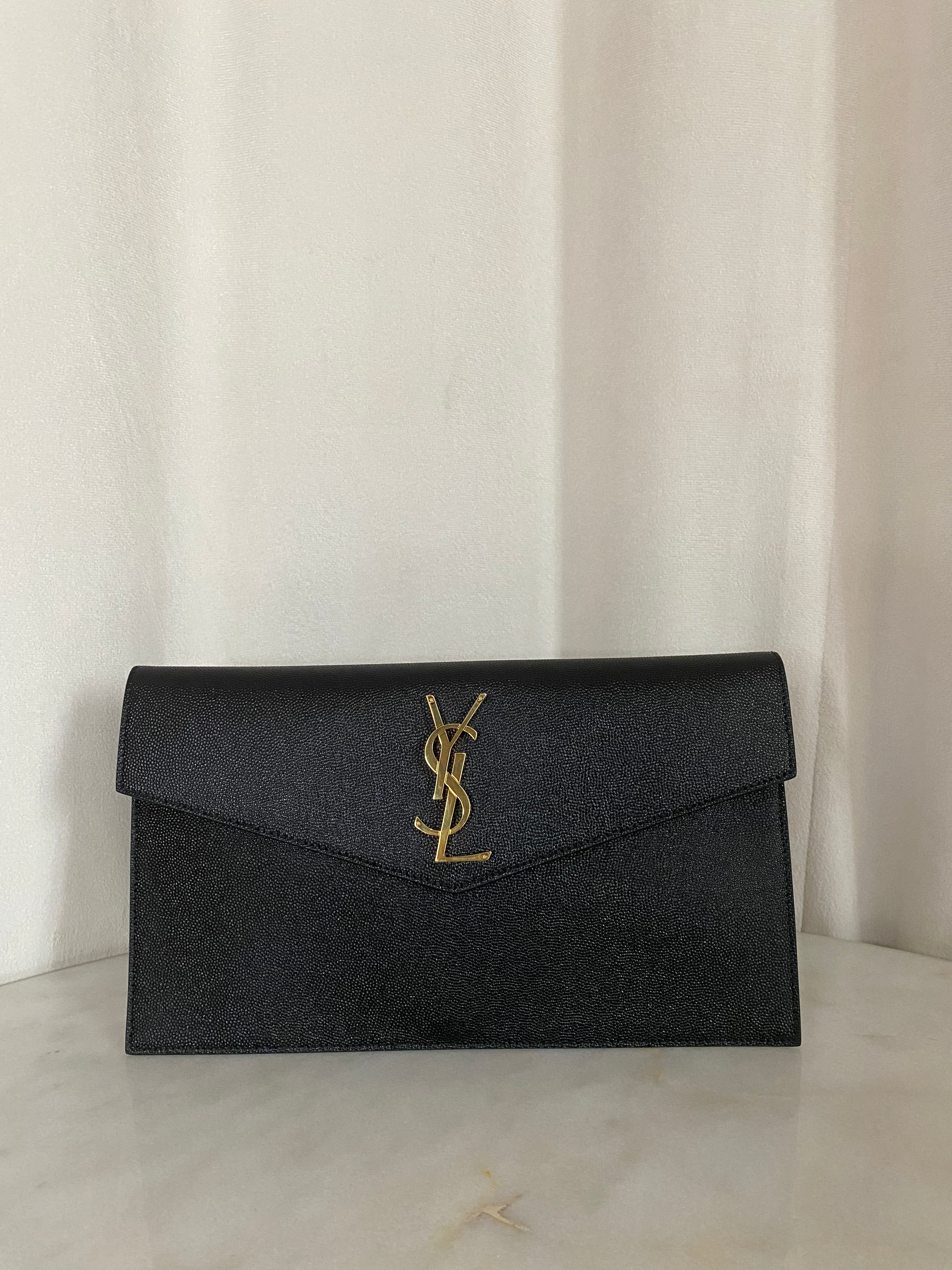 YSL Black Uptown Clutch-Clutch-YSL-The Closet Egypt