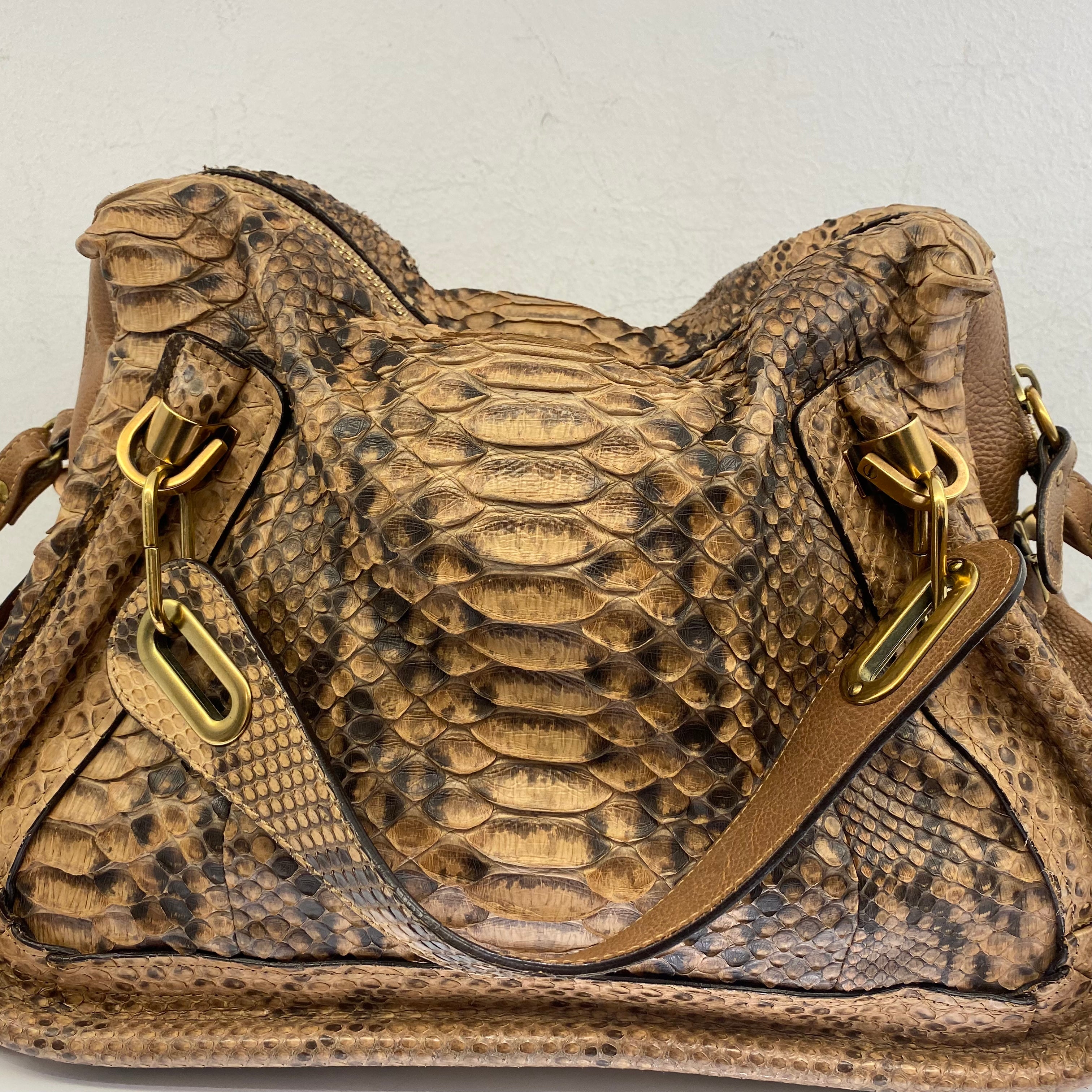 Chloe Brown Python Paraty Tote Shoulder Bag-handbag-Chloe-The Closet Egypt