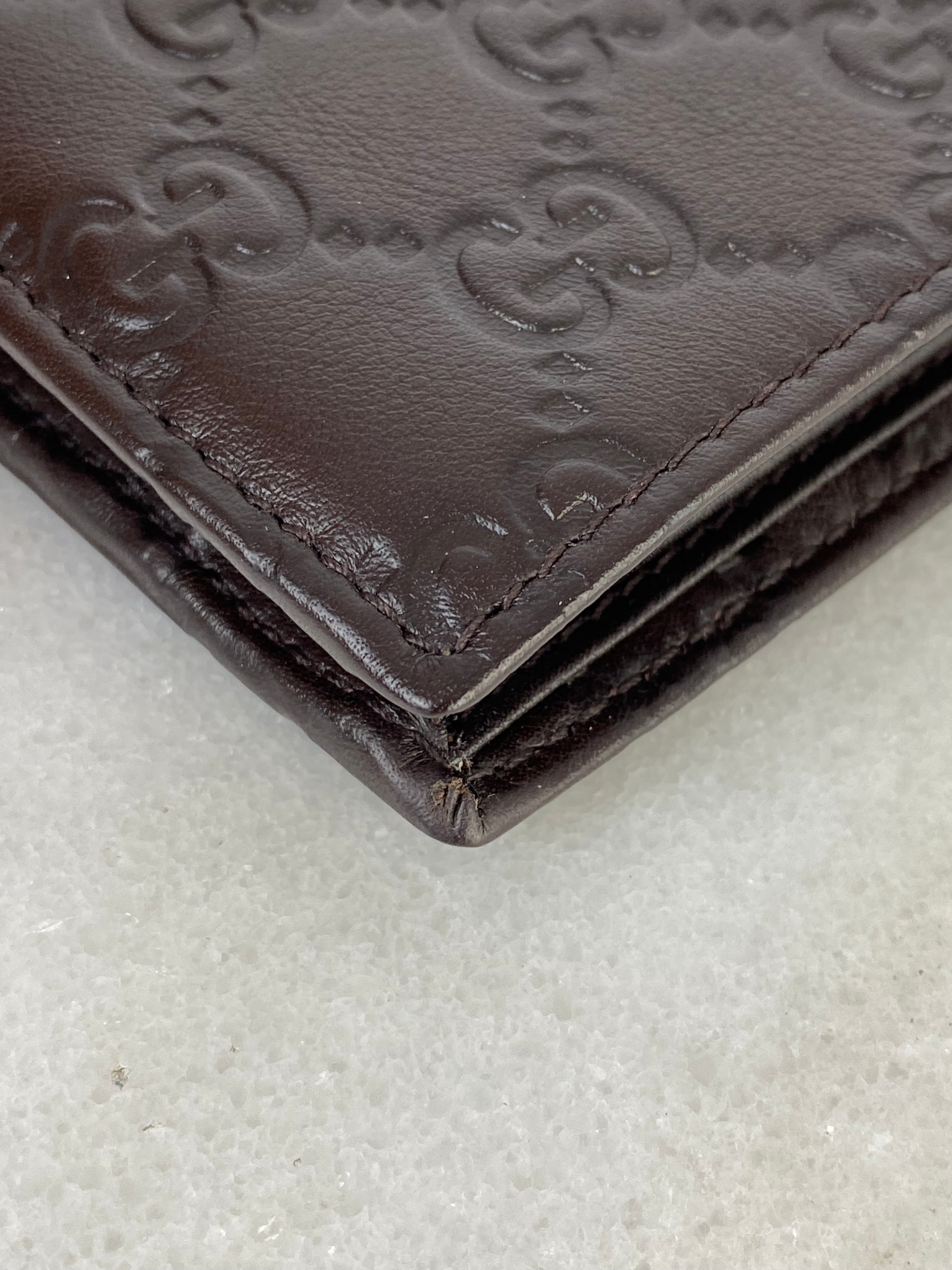 Gucci Brown GG Guccissima Meta Bar Small Wallet