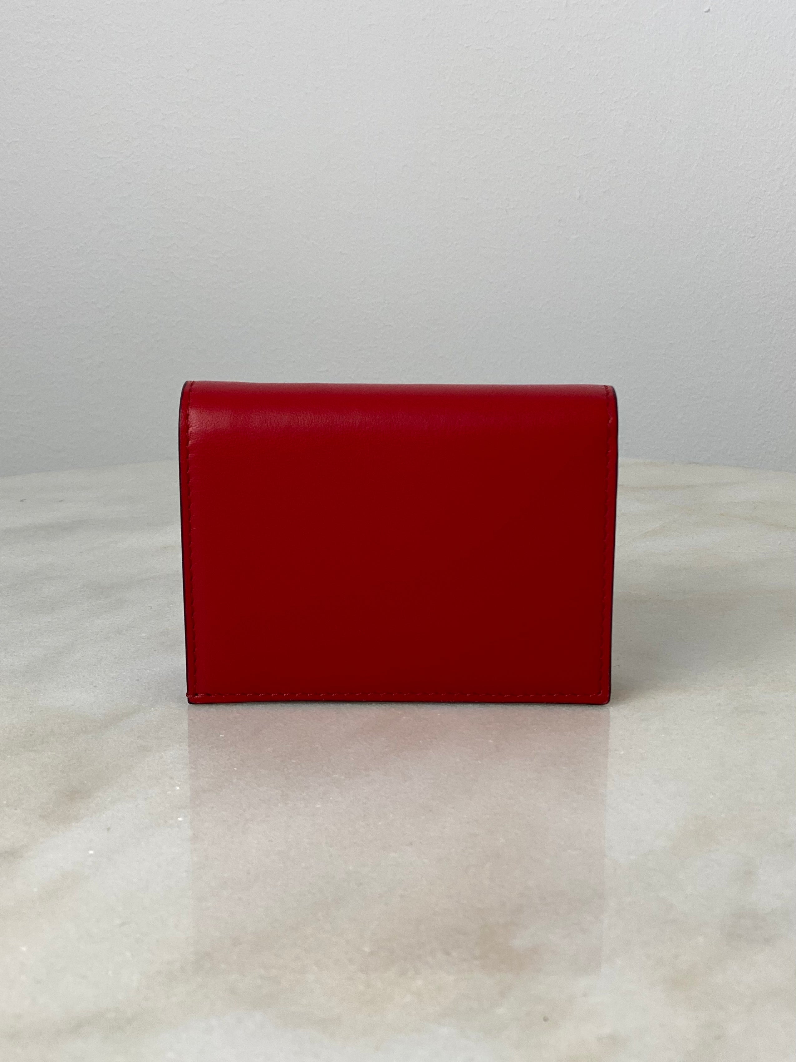 Valentino Red V Logo Flap Small Zip Wallet-wallet-Valentino-The Closet Egypt