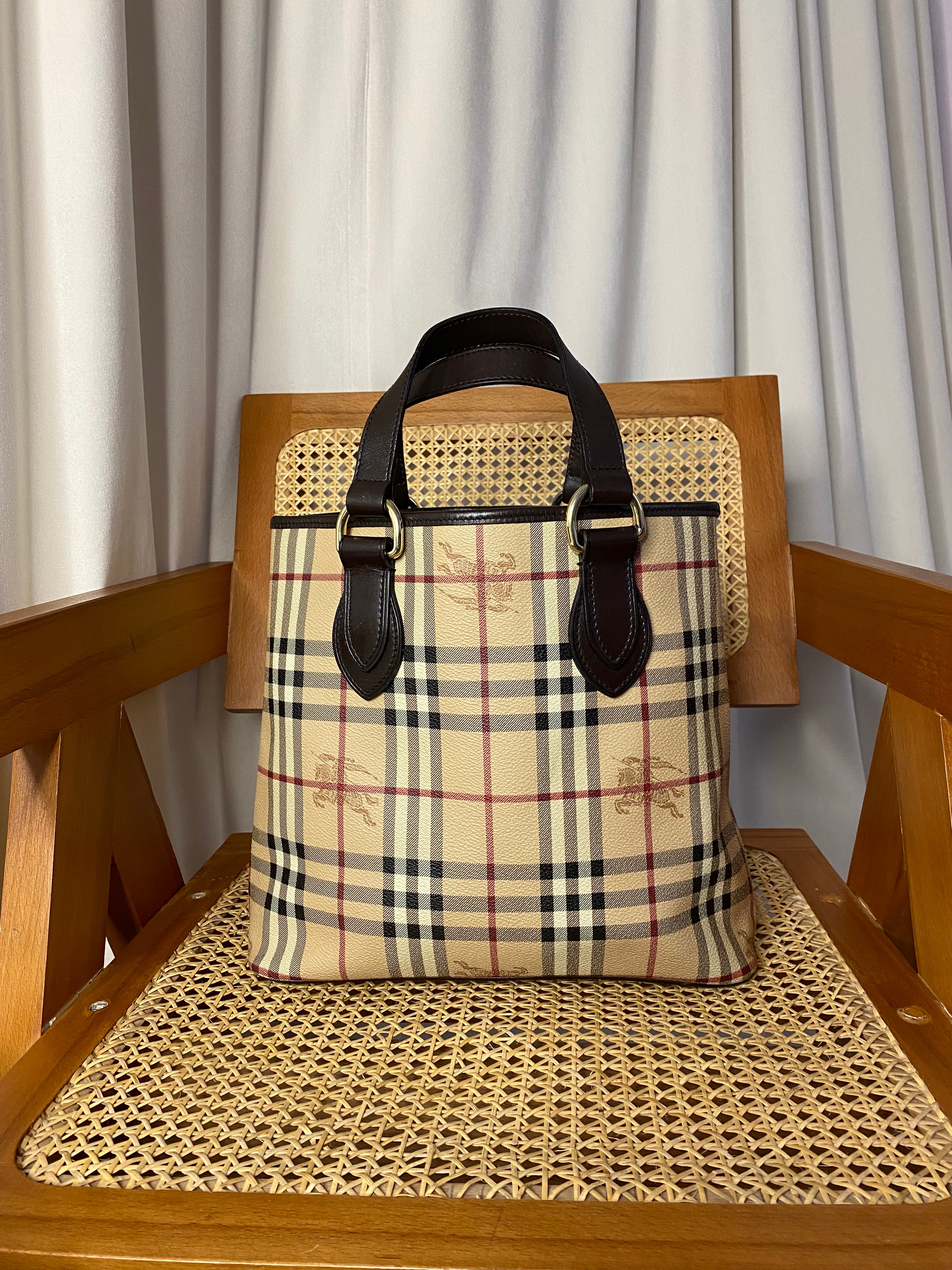Burberry Haymarket Brown Tote Bag-handbag-Burberry-The Closet Egypt