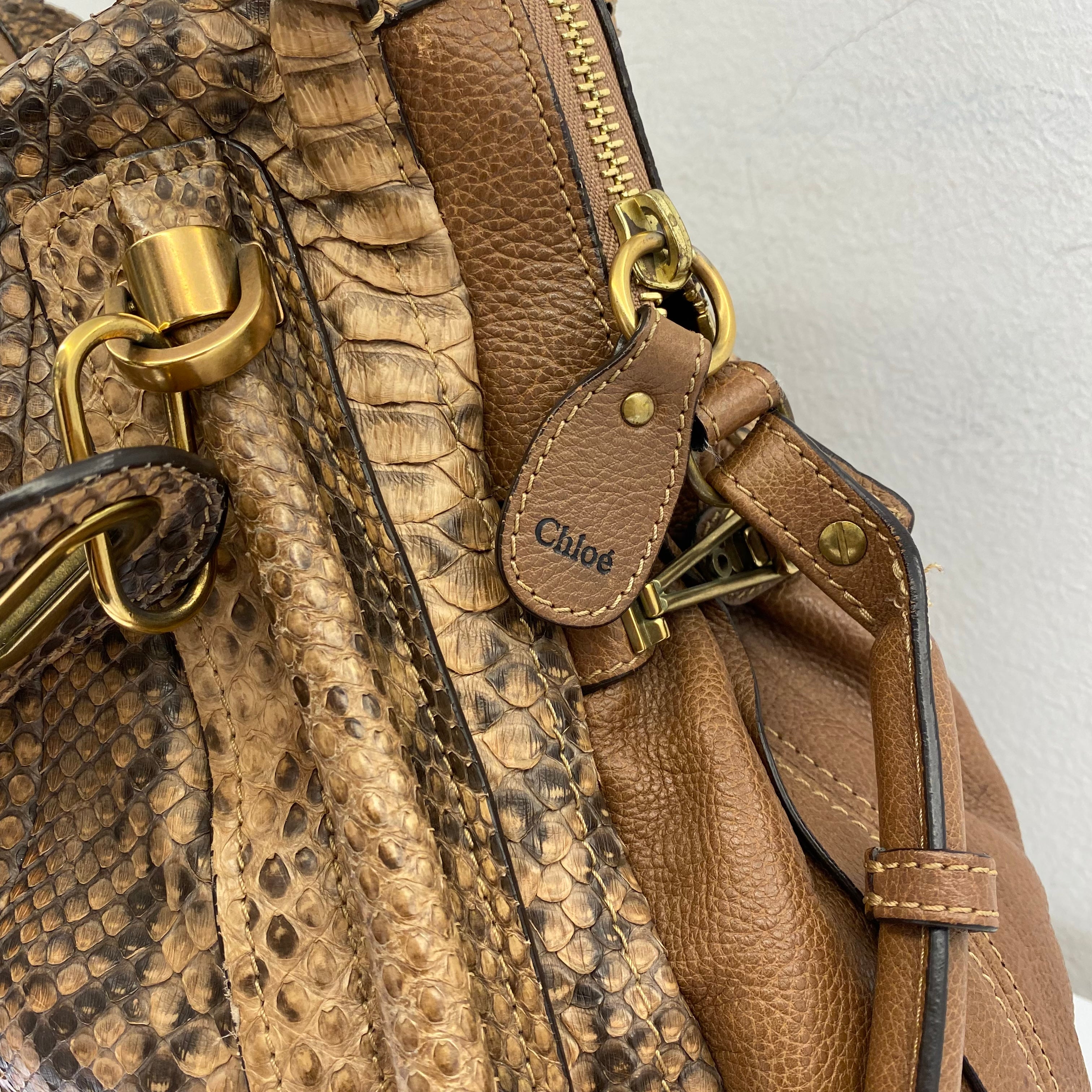 Chloe Brown Python Paraty Tote Shoulder Bag-handbag-Chloe-The Closet Egypt