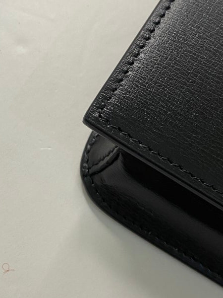 YSL black phone holder with strap in smooth leather-handbag-YSL-The Closet Egypt