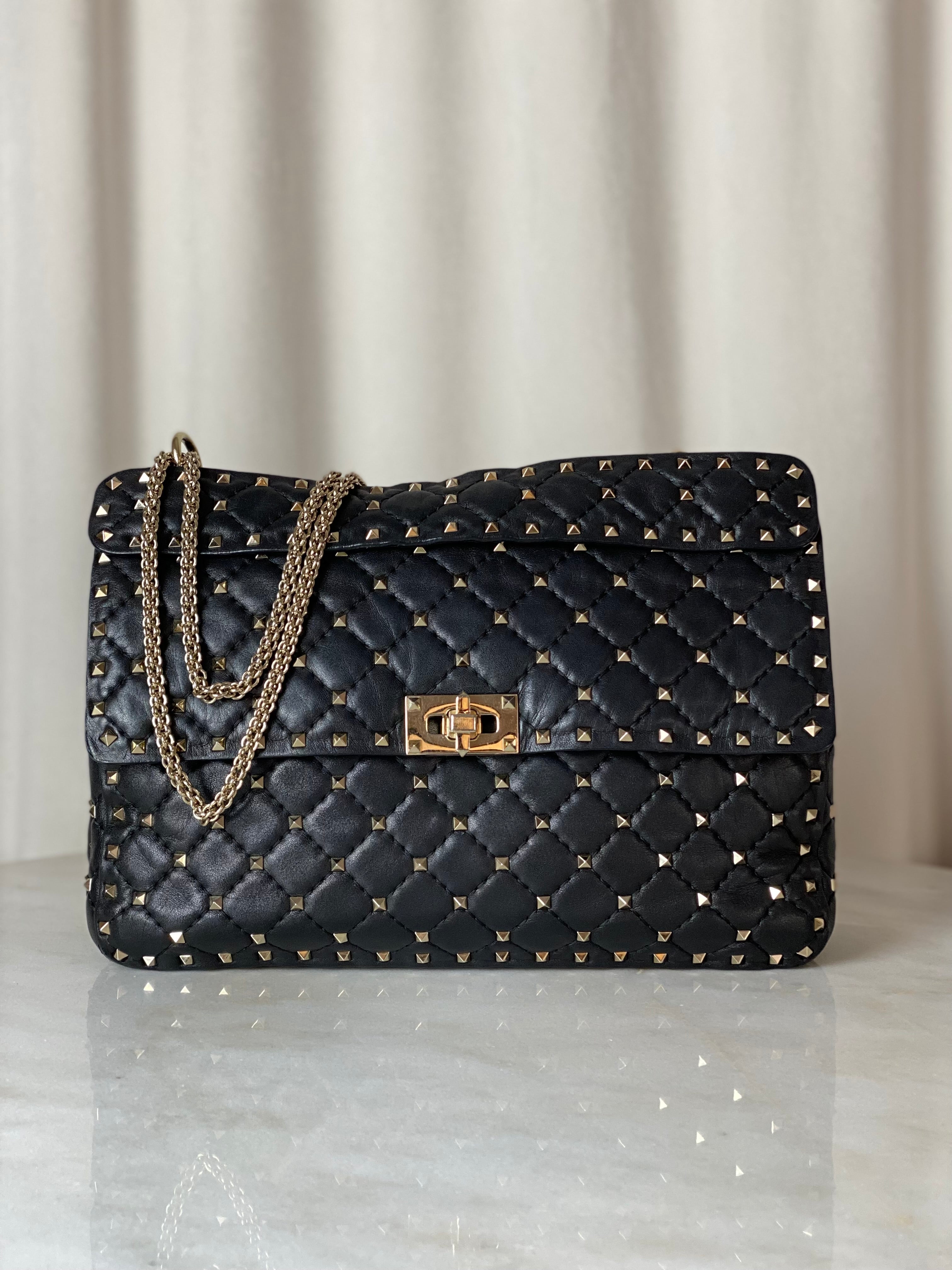 Valentino Black Rockstud Shoulder Bag-handbag-Valentino-The Closet Egypt