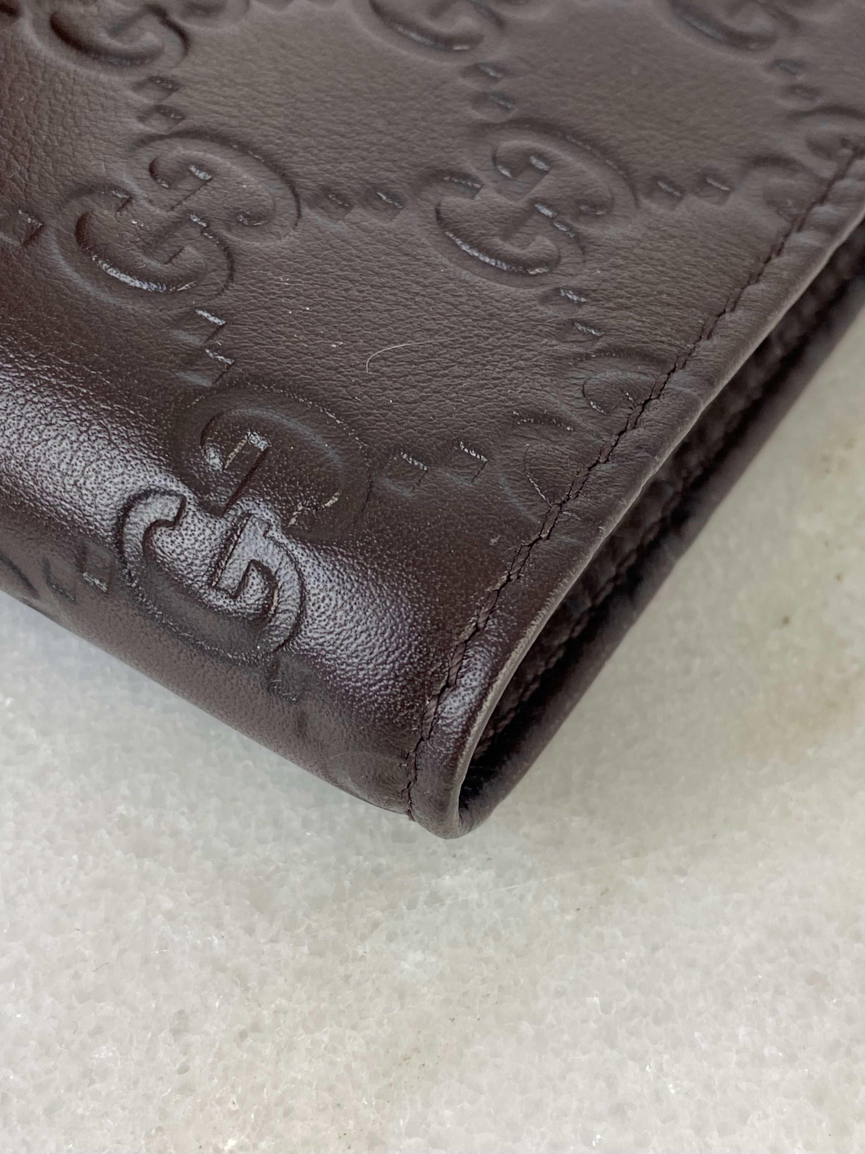 Gucci Brown GG Guccissima Meta Bar Small Wallet