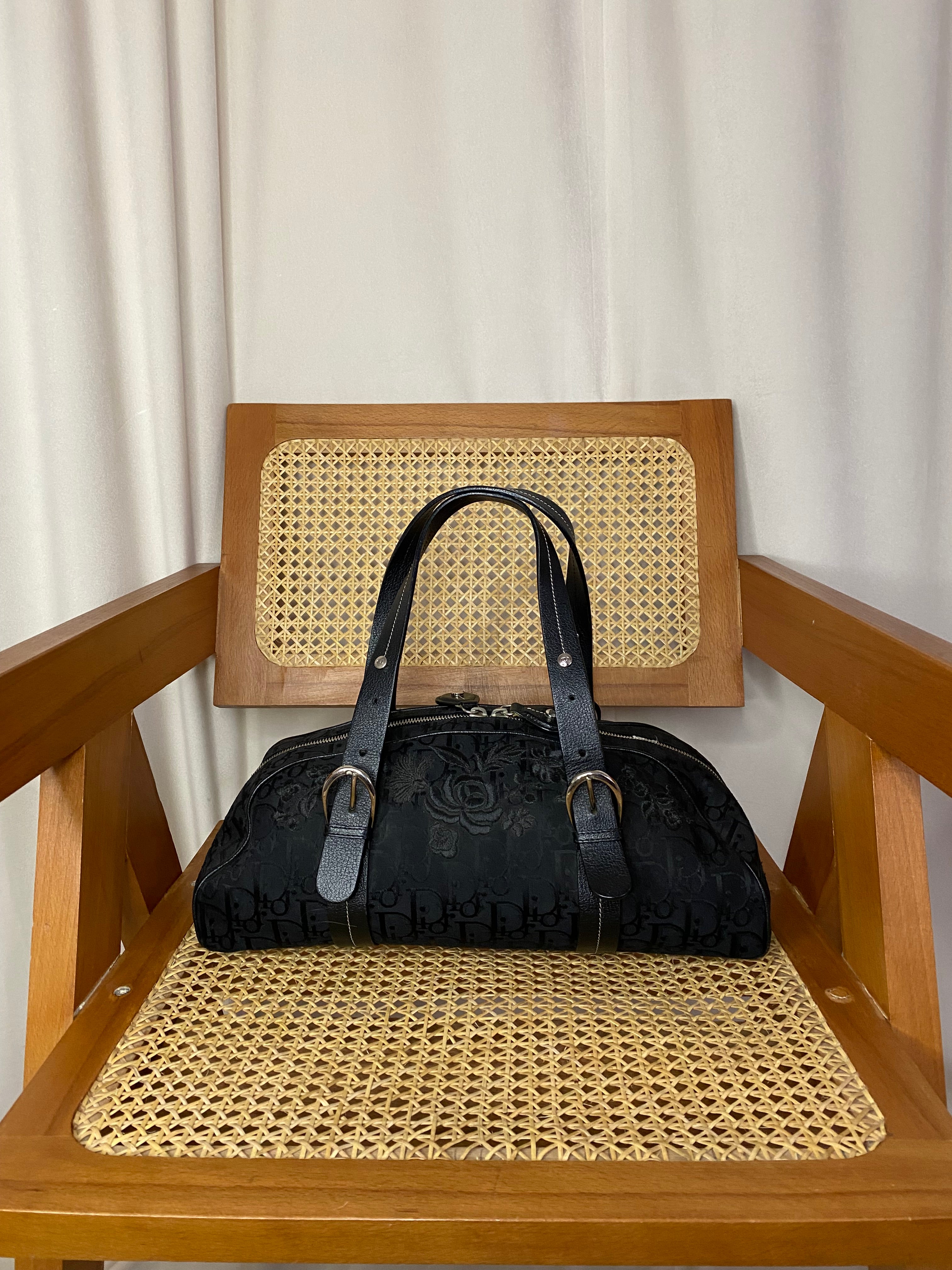 Christian Dior Bicolor Printed Embroidered Flower Tote Bag-handbag-Christian Dior-The Closet Egypt