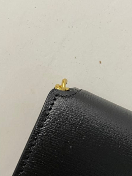 YSL black phone holder with strap in smooth leather-handbag-YSL-The Closet Egypt