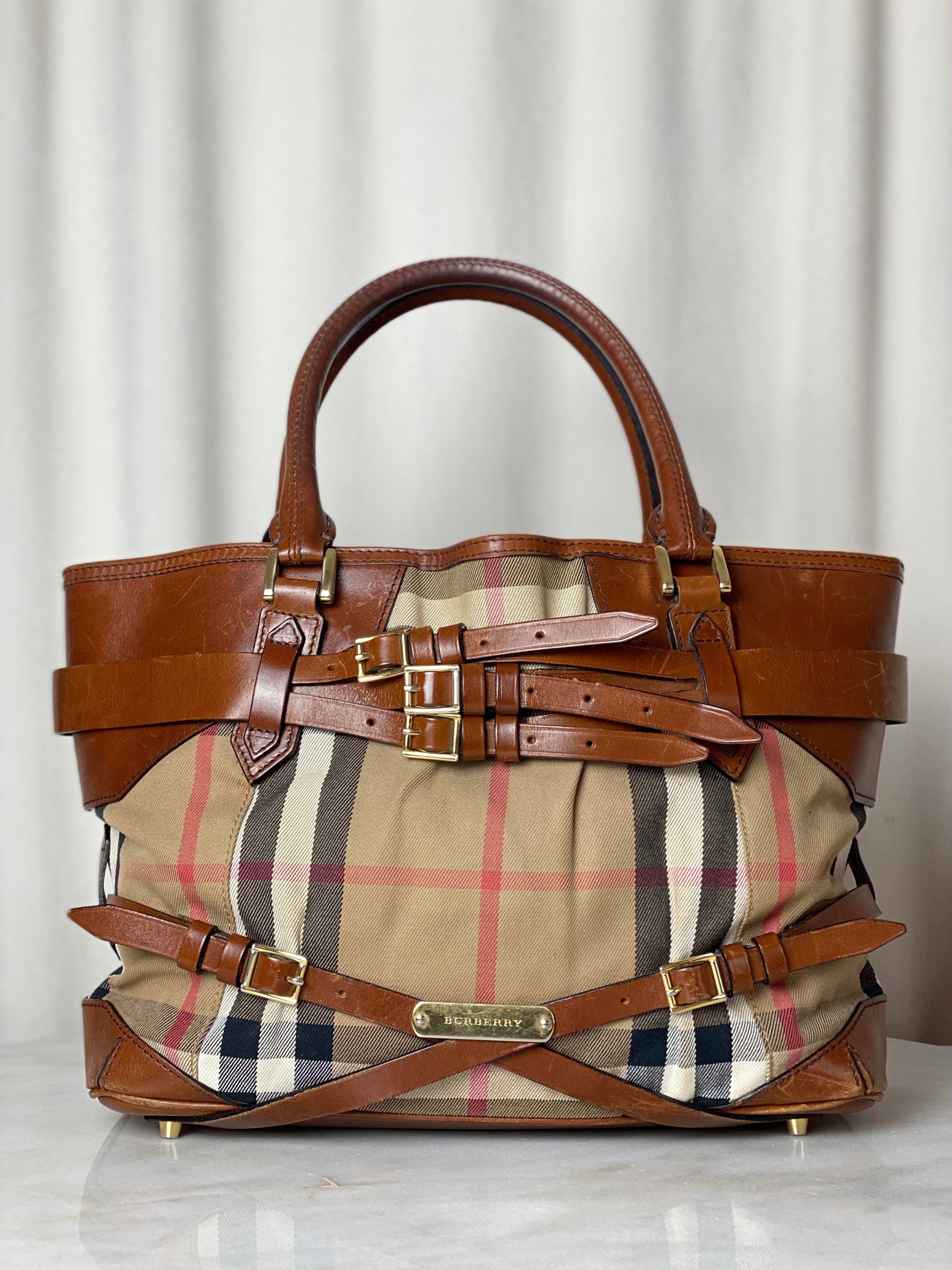 Burberry Camel Lynher Bridle House Check Top Handle Bag-handbag-Burberry-The Closet Egypt