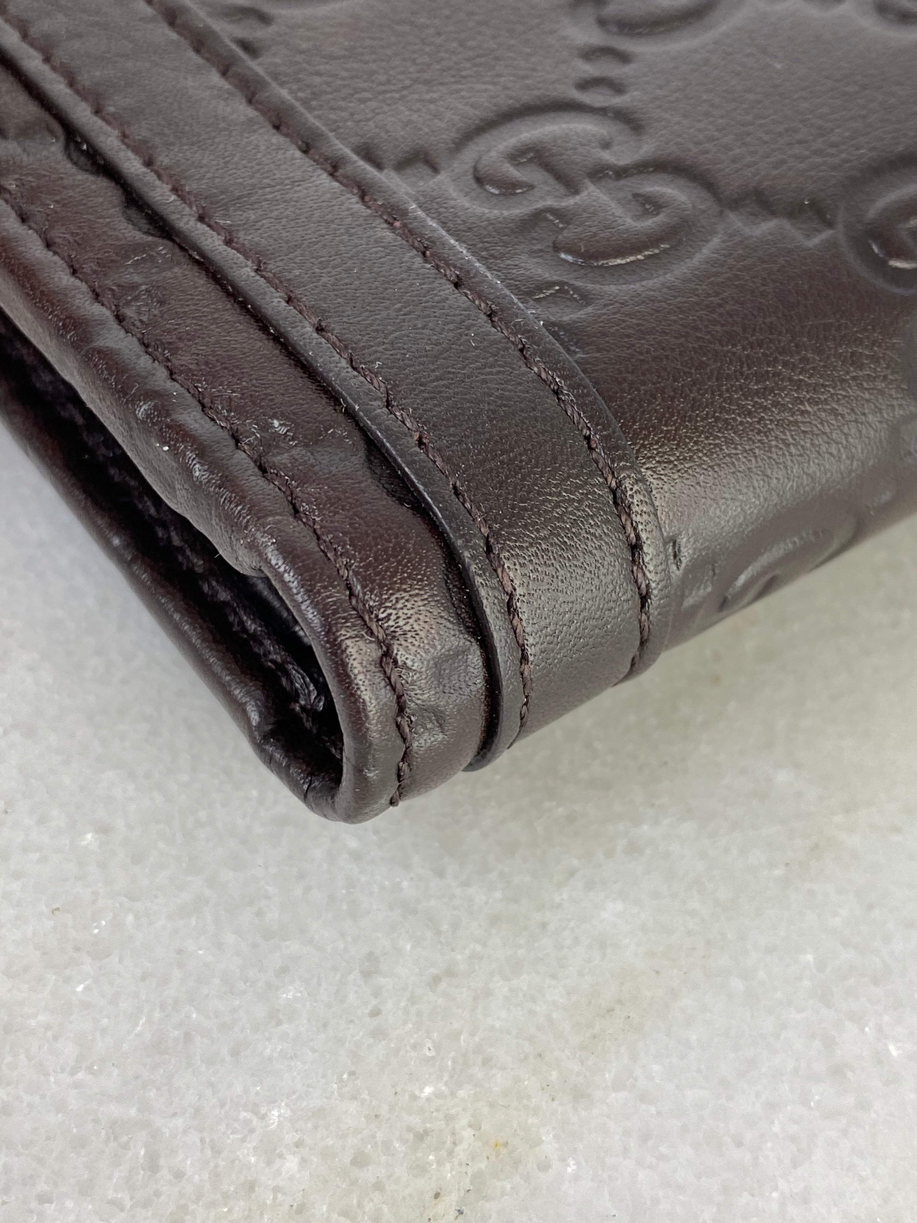 Gucci Brown GG Guccissima Meta Bar Small Wallet