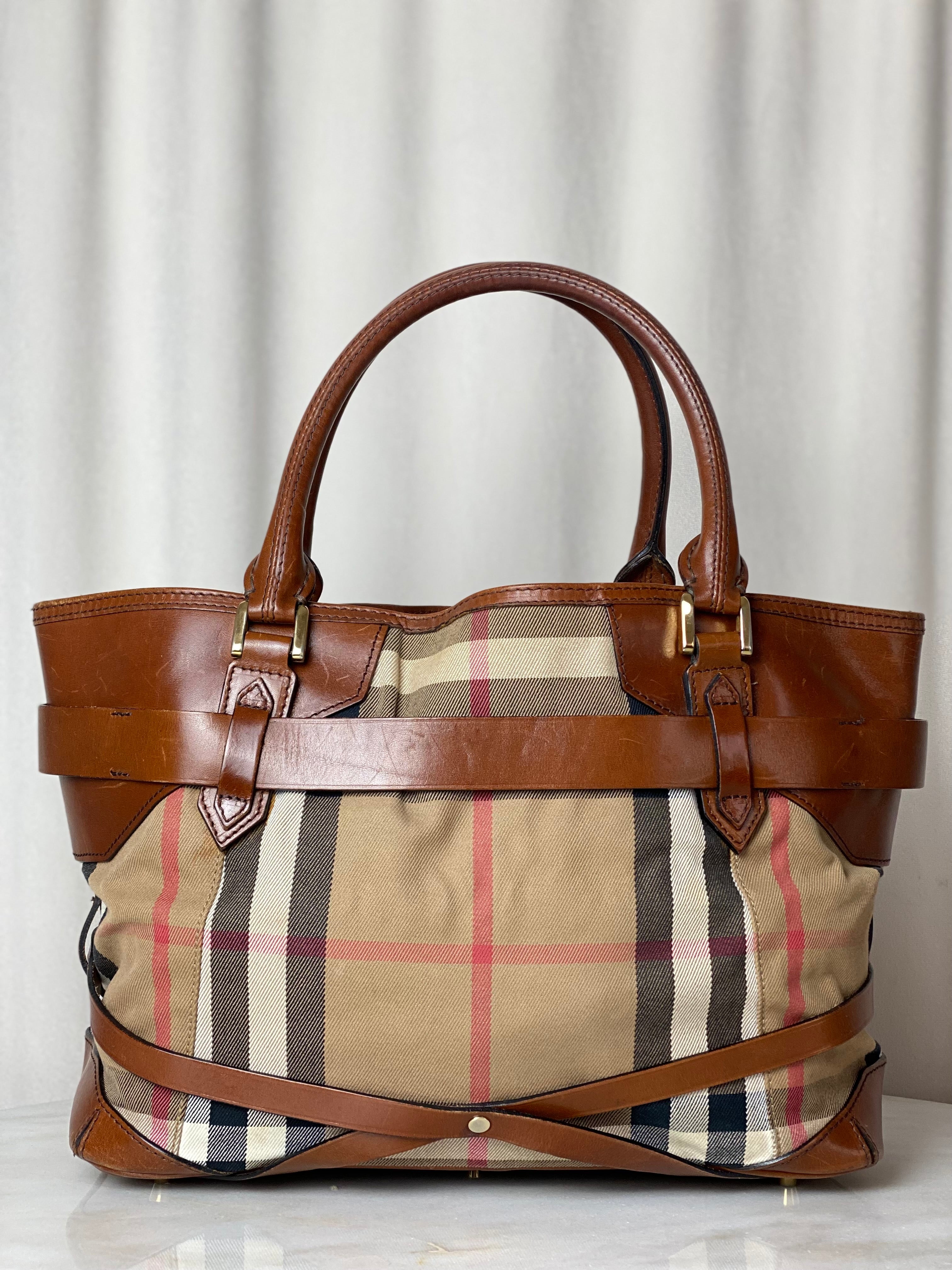 Burberry Camel Lynher Bridle House Check Top Handle Bag-handbag-Burberry-The Closet Egypt