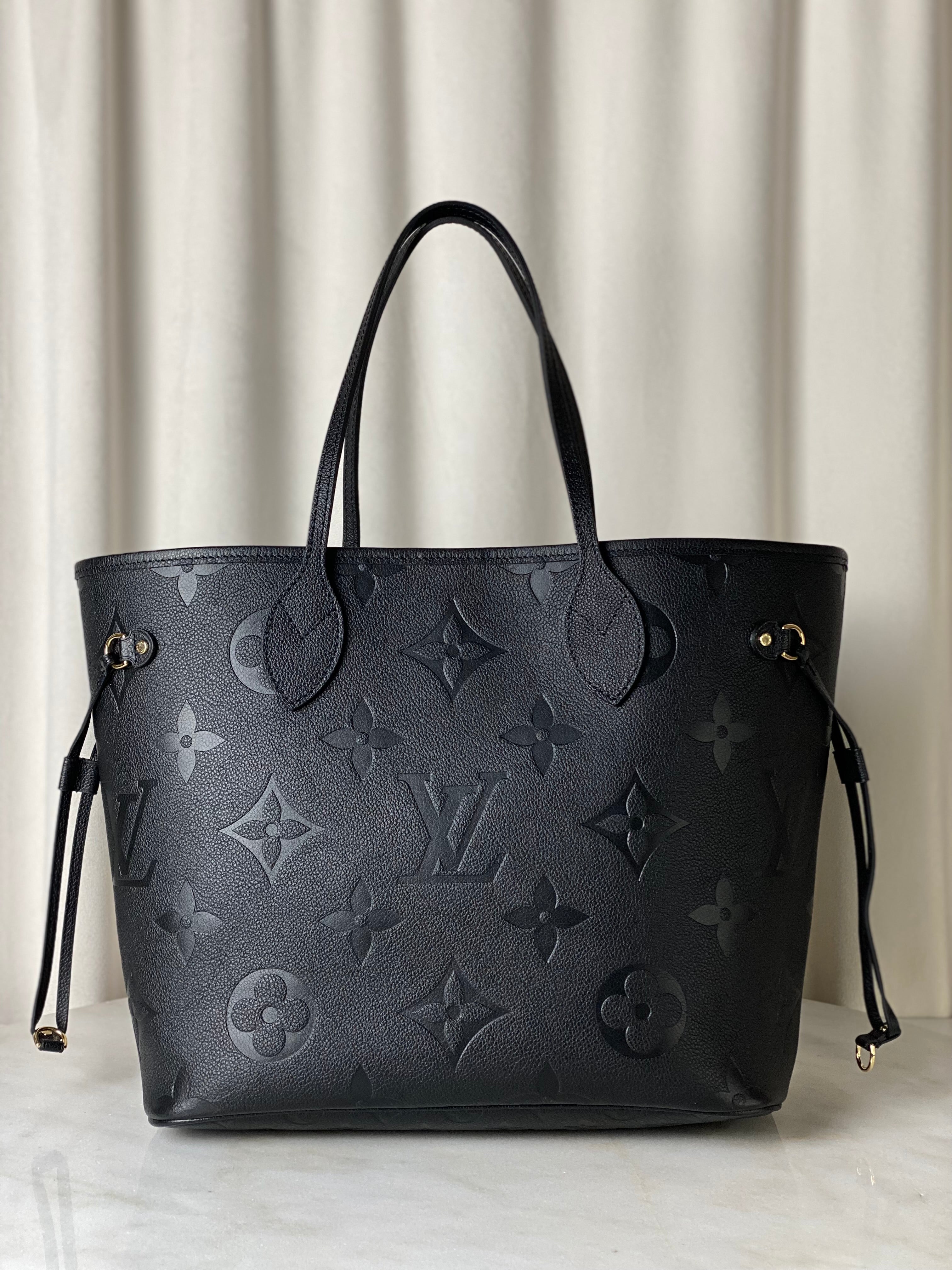 Louis Vuitton Black Monogram Empreinte Neverfull MM Tote Bag