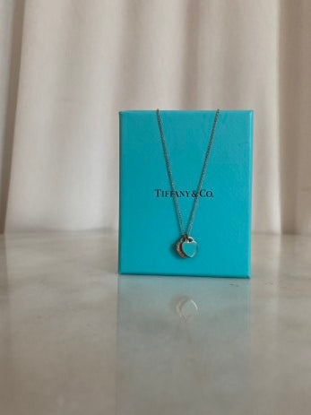 Tiffany & Co Silver Mini Necklace W/ 2 Hearts-Necklaces-Tiffany & Co-The Closet Egypt