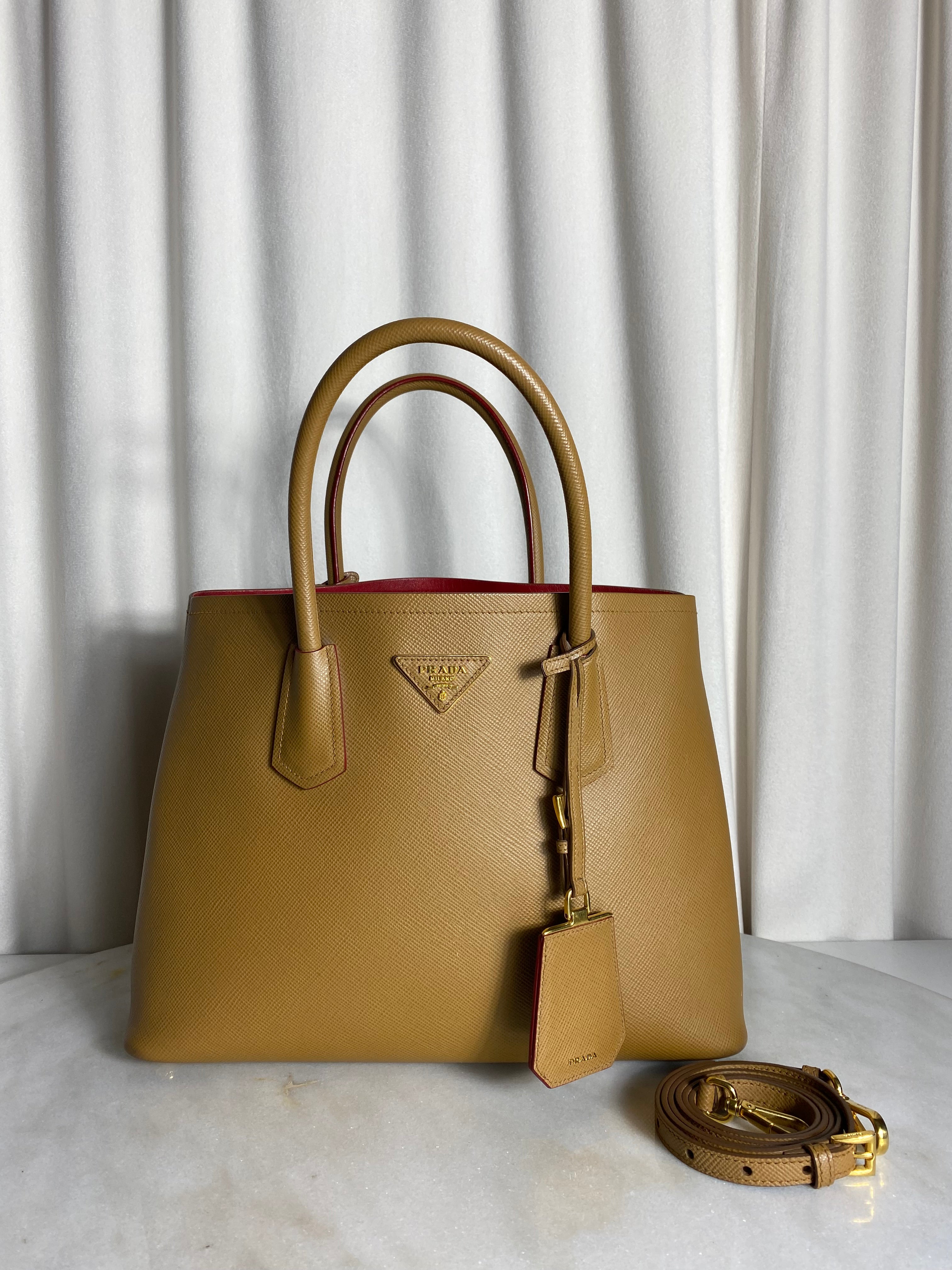 Prada Camel Double Tote Bag-handbag-Prada-The Closet Egypt