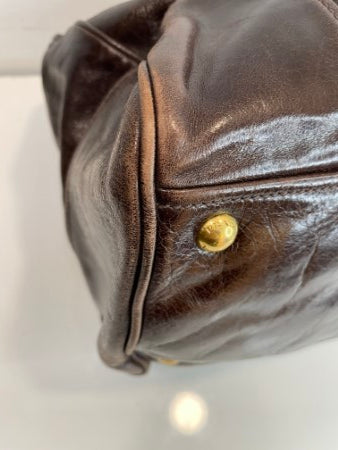 Prada Brown Vittello Shine Tote Large Bag-handbag-Prada-The Closet Egypt