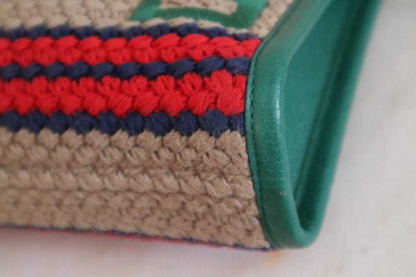 Gucci Green Multicolor Fabric Embroidered Marbella Striped Pouch-Pouch-Gucci-The Closet Egypt