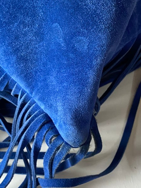 Gucci Blue Suede Bamboo Fringe Tote Bag-handbag-Gucci-The Closet Egypt