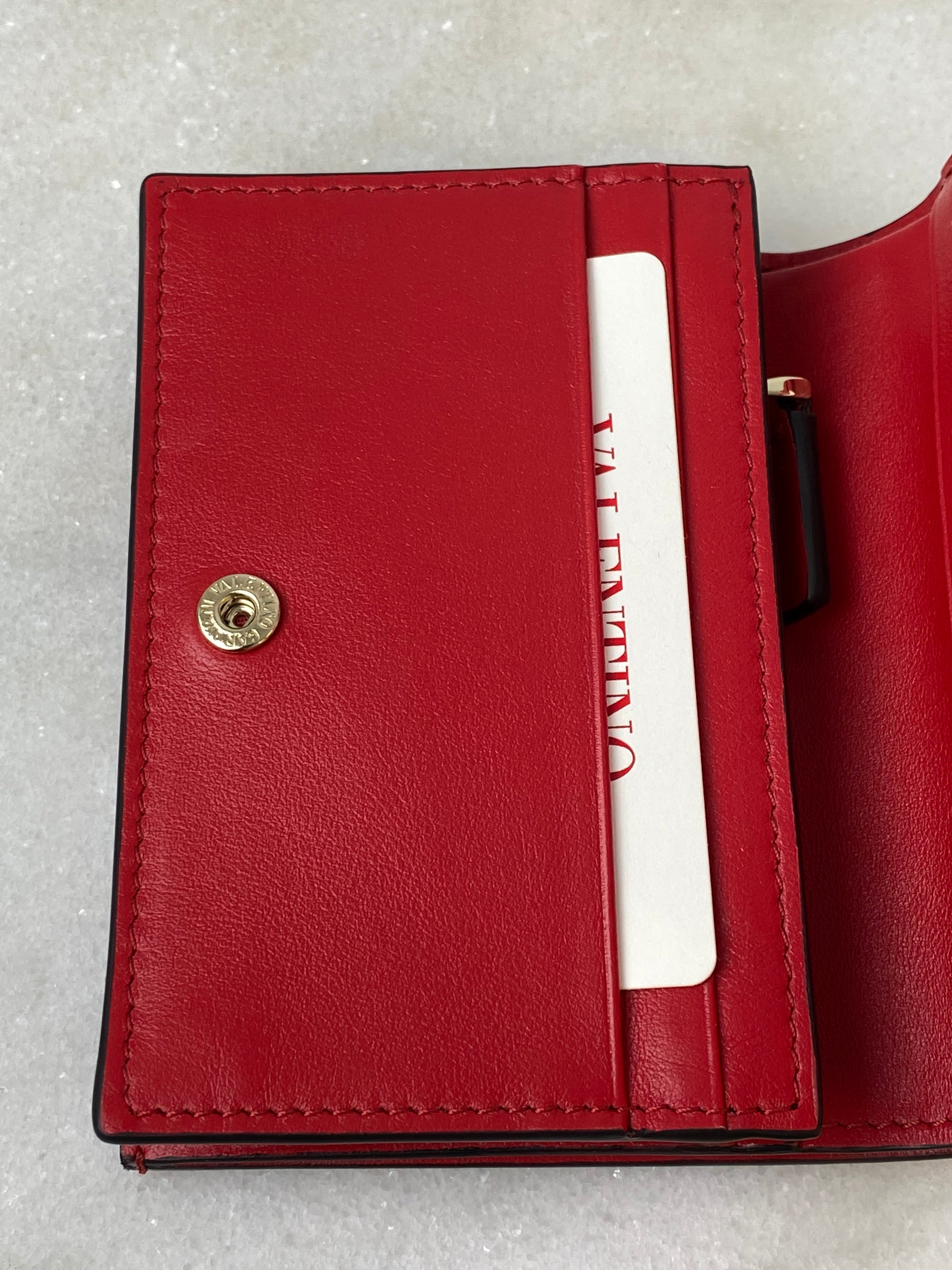 Valentino Red V Logo Flap Small Zip Wallet-wallet-Valentino-The Closet Egypt