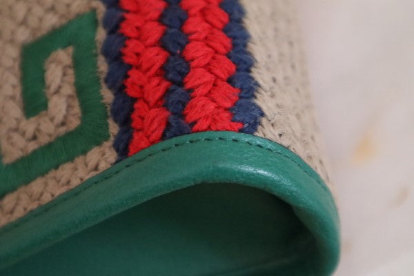 Gucci Green Multicolor Fabric Embroidered Marbella Striped Pouch-Pouch-Gucci-The Closet Egypt