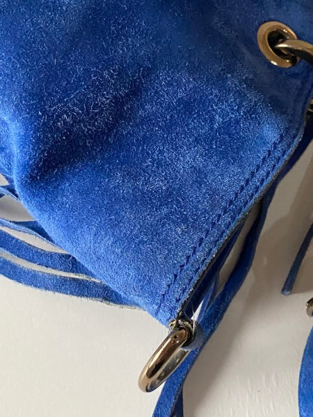 Gucci Blue Suede Bamboo Fringe Tote Bag-handbag-Gucci-The Closet Egypt