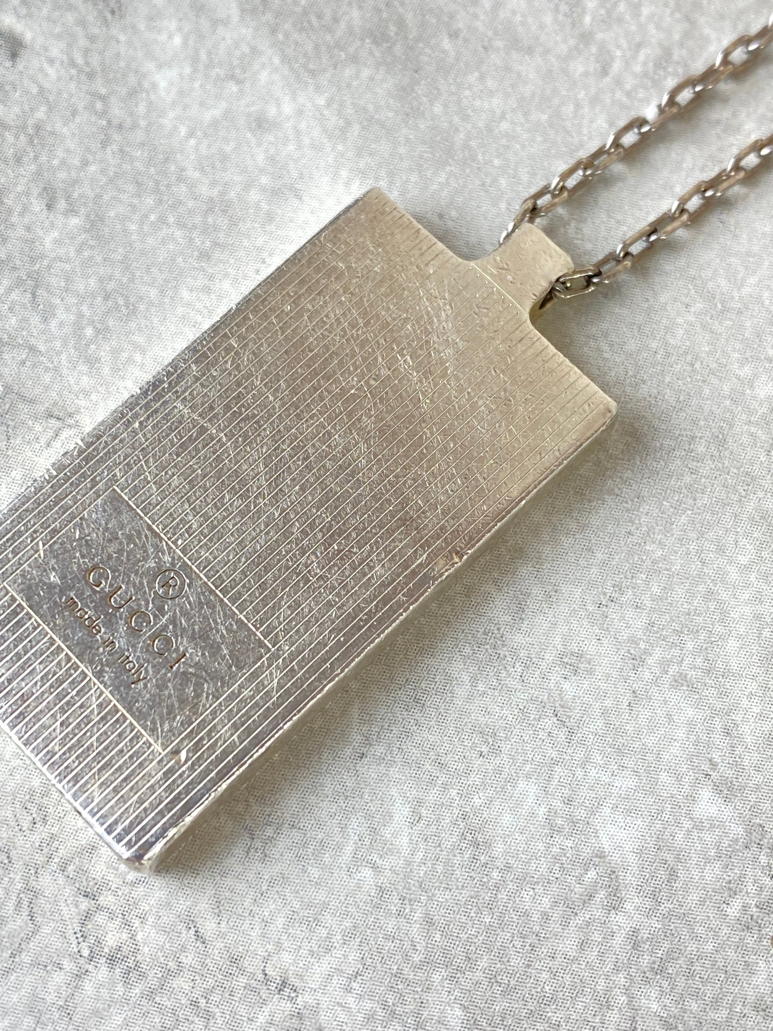 Gucci Silver Logo Rectangle Pendant Necklace-Necklaces-Gucci-The Closet Egypt